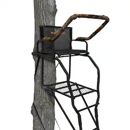 Big Game Treestands - Big Game Striker XL 17.5' Ladder Treestand with Flip-Back Seat and Rail - Black