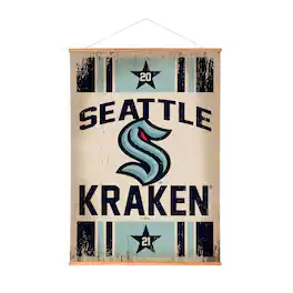 Evergreen Enterprises - Seattle Kraken 36" x 54" Large Canvas Wall Art Tapestry with Wood Frame - Multicolor