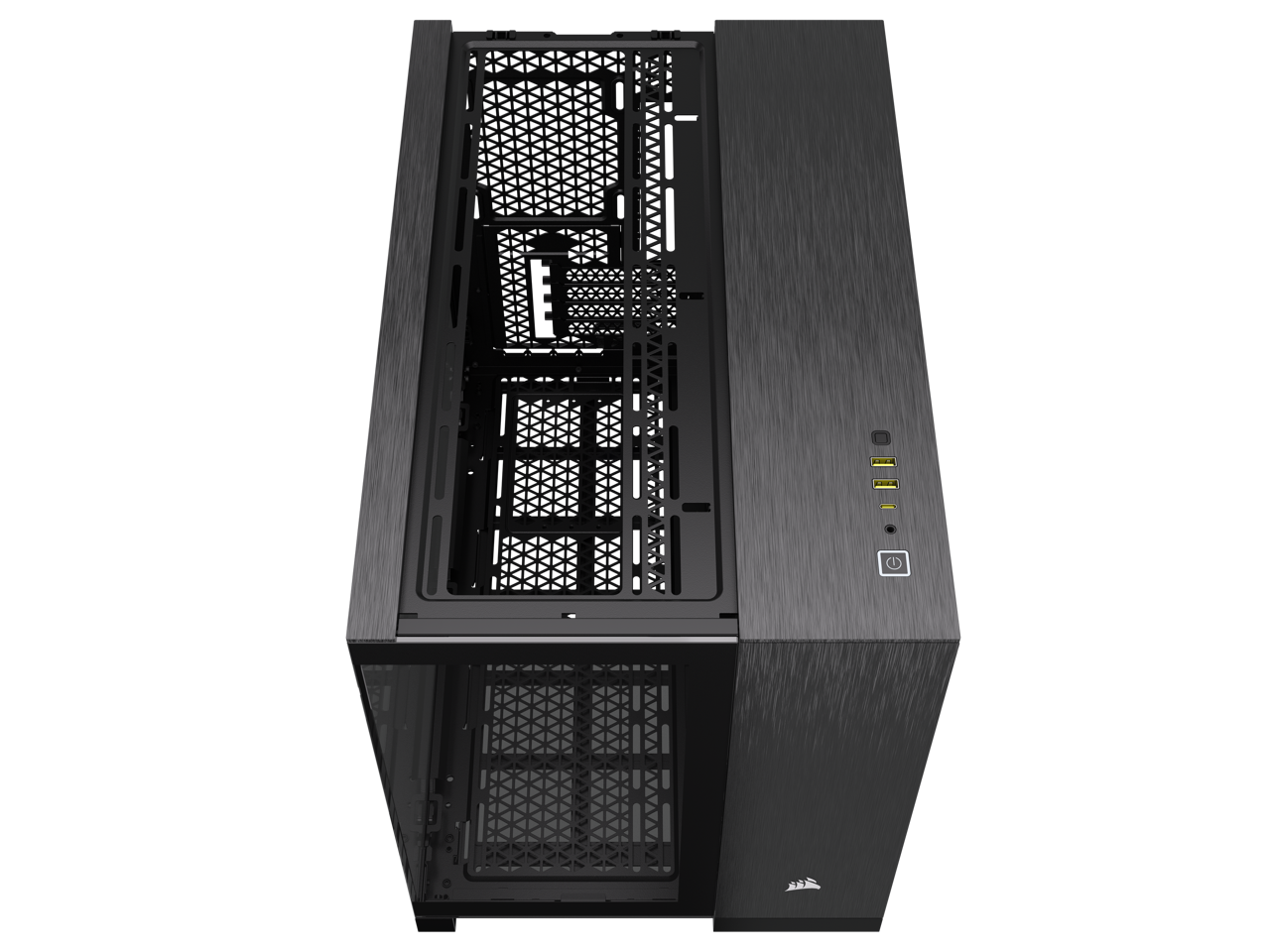 Alt View 8. CORSAIR - CORSAIR 2500X Micro ATX Dual Chamber PC Case, Black/Obsidian Aluminum, CC-9011287-WW - Black.