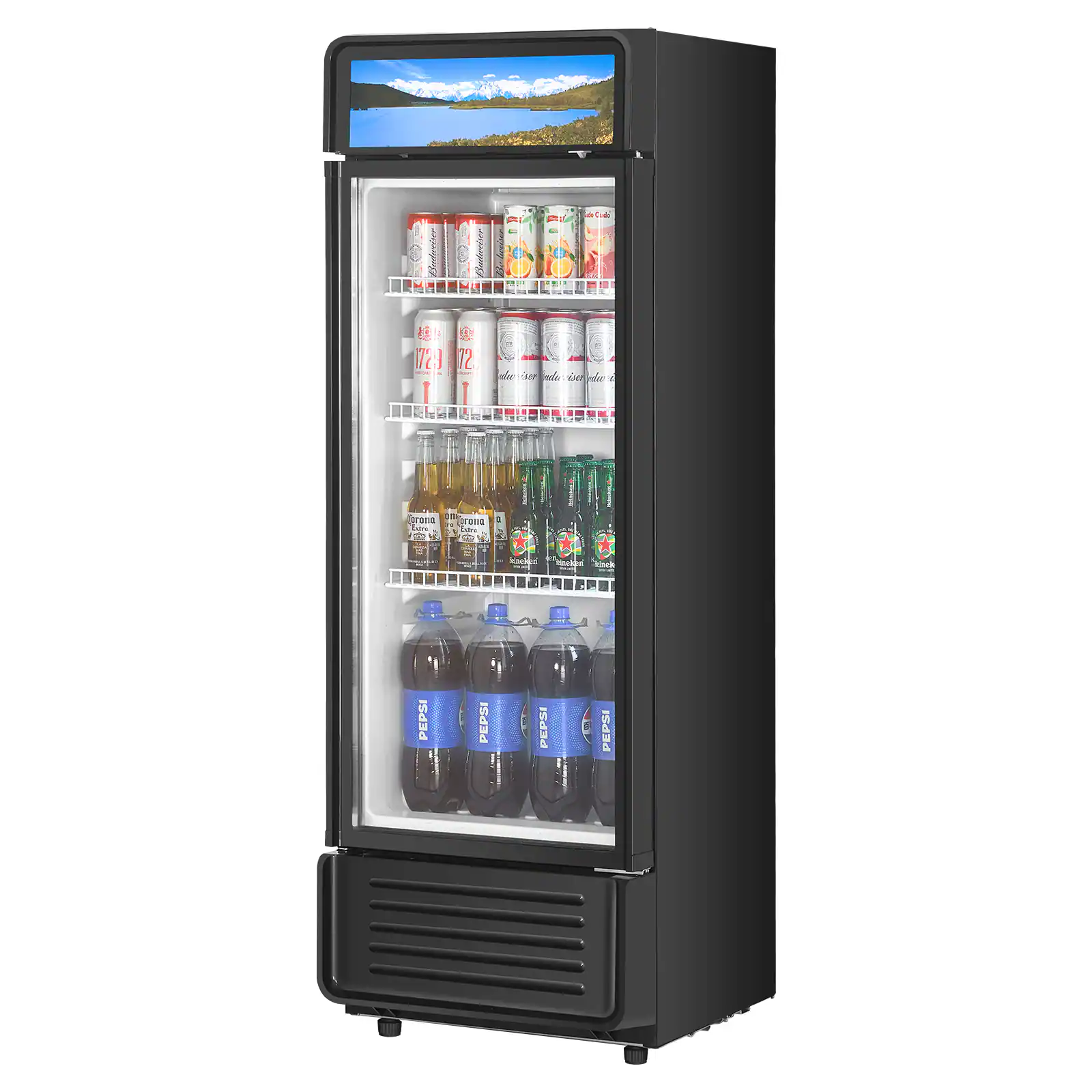 VEVOR - Commercial Merchandiser Refrigerator, 12.2 CU.FT Glass Door Display Refrigerator - Black