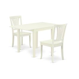East West Furniture - Dining Room Set Linen White - Brown