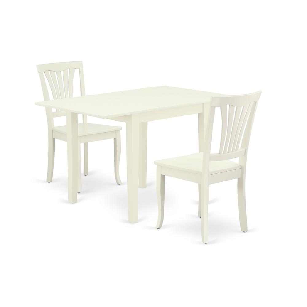 Front. East West Furniture - Dining Room Set Linen White - Brown.