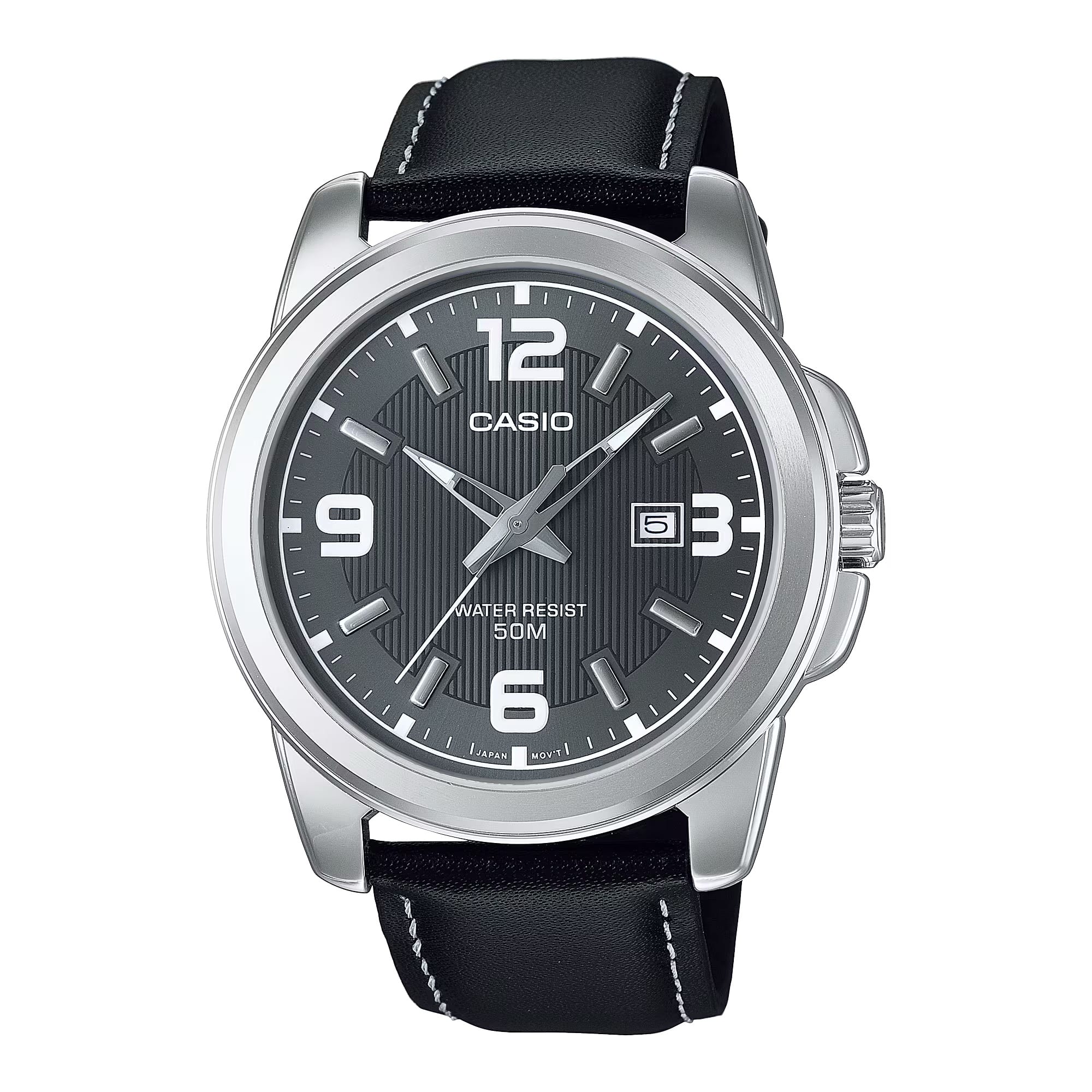 Casio - Women’s Grey Dial Genuine Leather Strap Watch - LTP-1314L-8AVDF - Black