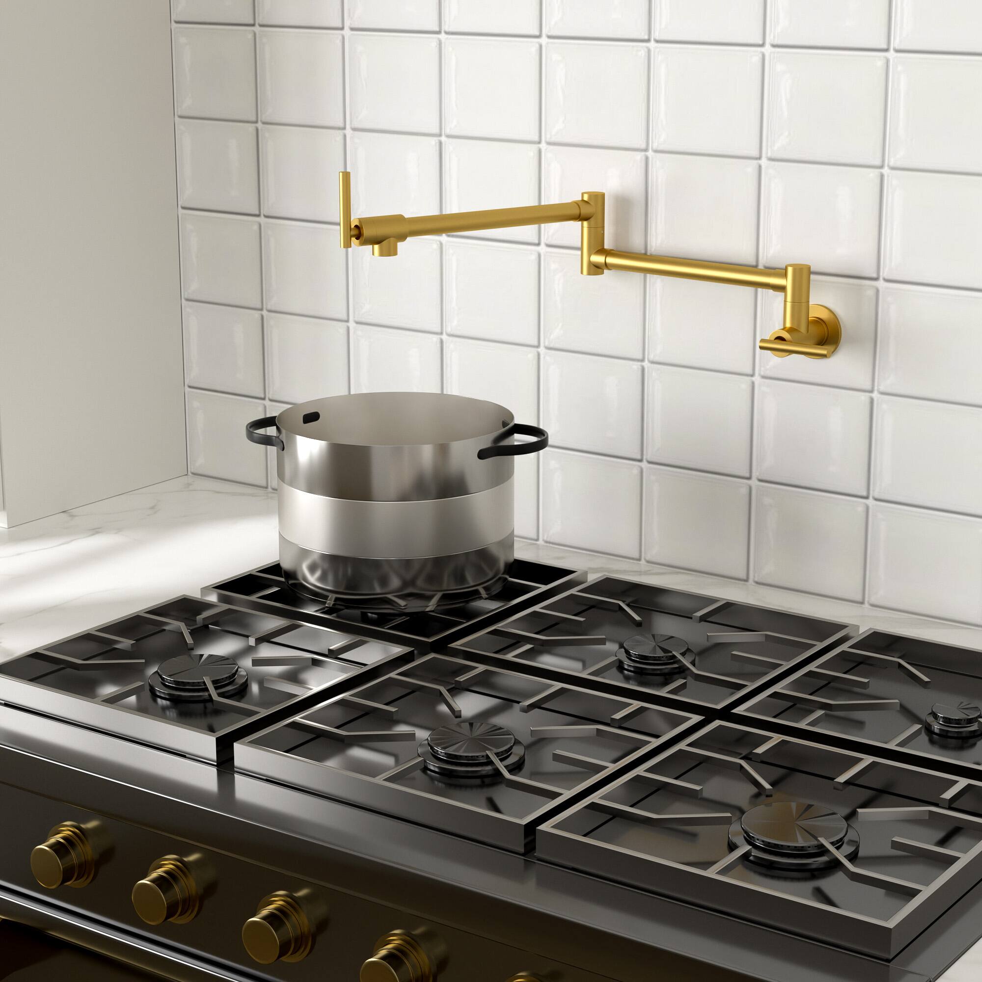 Left. Lordear - Gold Kitchen Sink Faucet Folding Stretchable with Single Hole Two Handles - Gold.