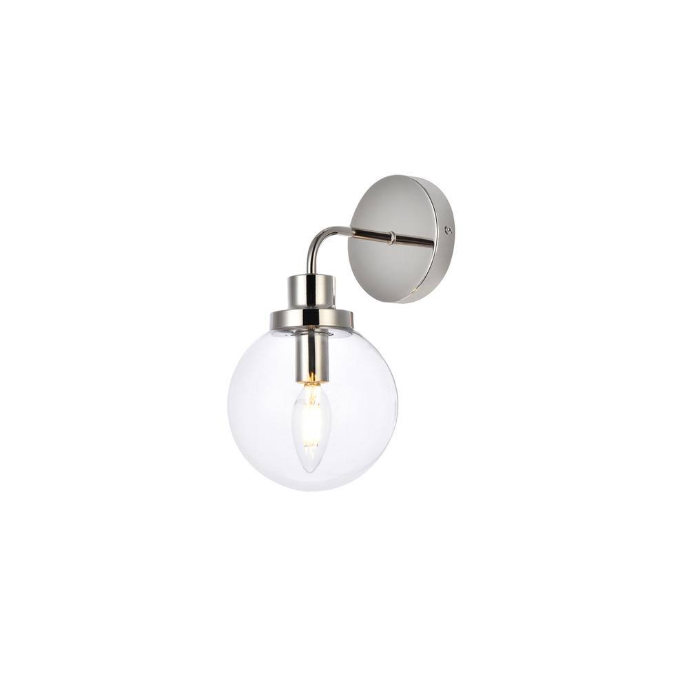 Alt View 2. Living District - Hanson 1 light bath sconce in polished nickel with clear shade - Polished Nickel And Clear Shade.
