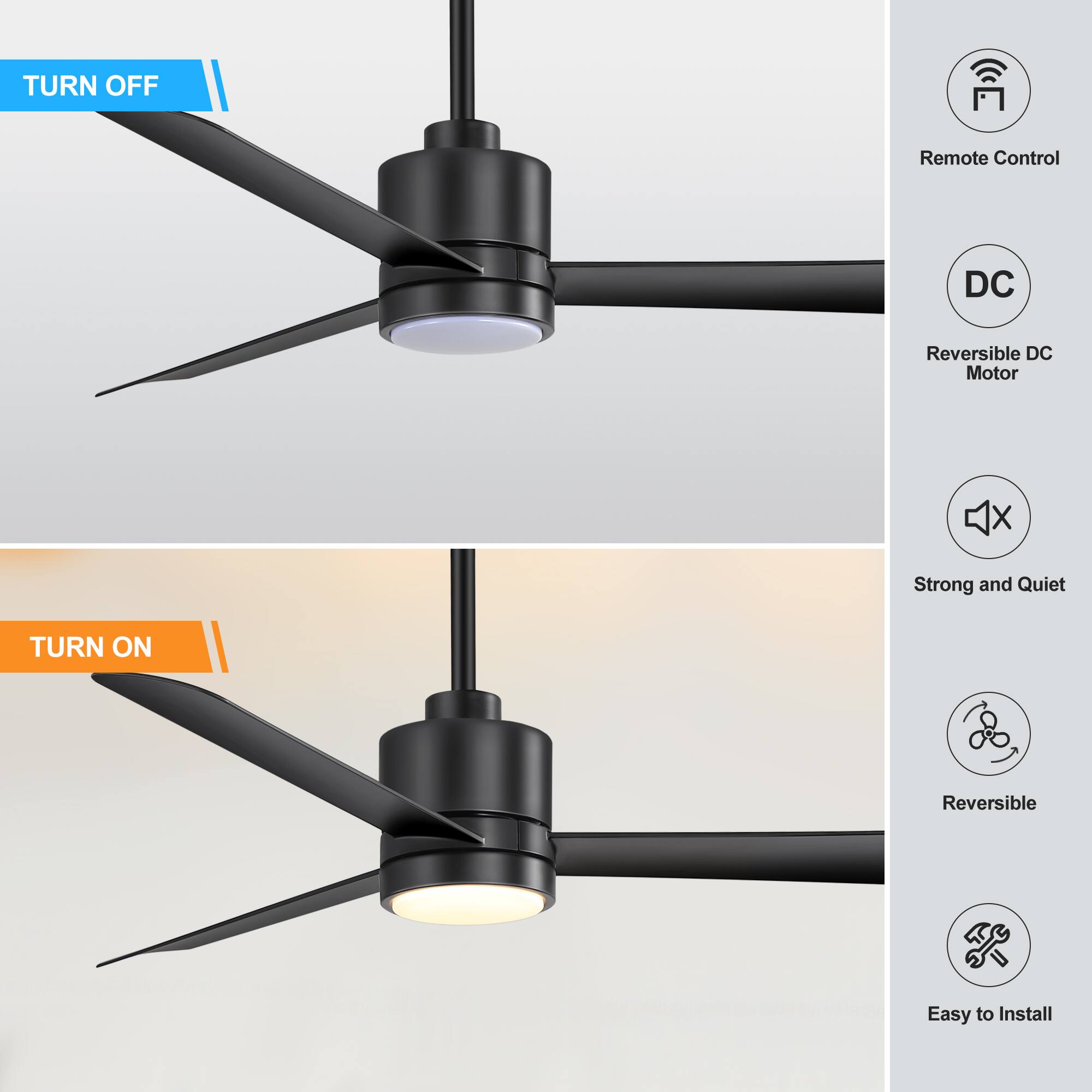TURN OFF Remote Control DC Reversible DC Motor Strong and Quiet

TURN ON Reversible Easy to Install