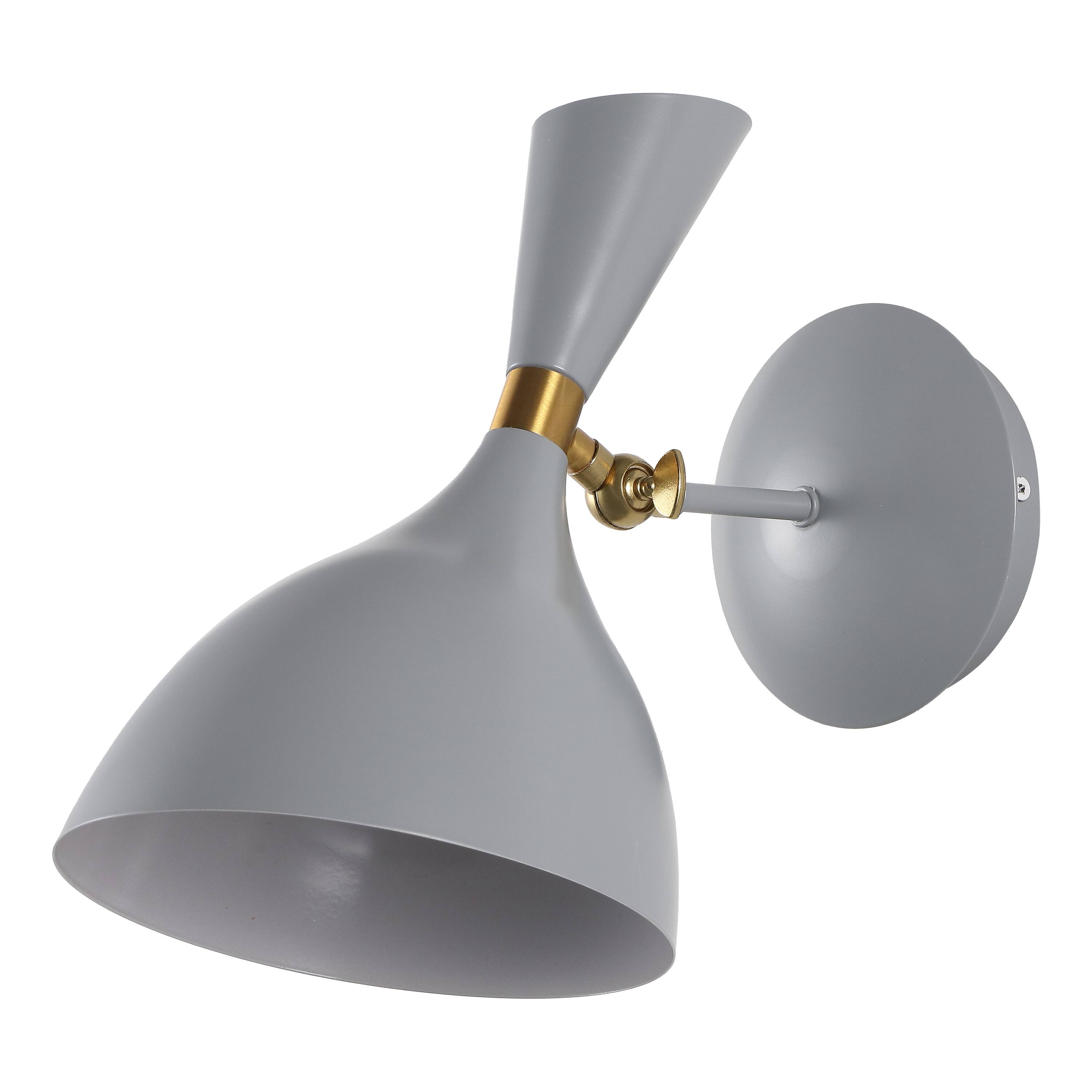 Alt View 7. Jonathan Y - Josef 10" Adjustable Iron Retro LED Wall Sconce, Gray - Gray/Brass Gold.