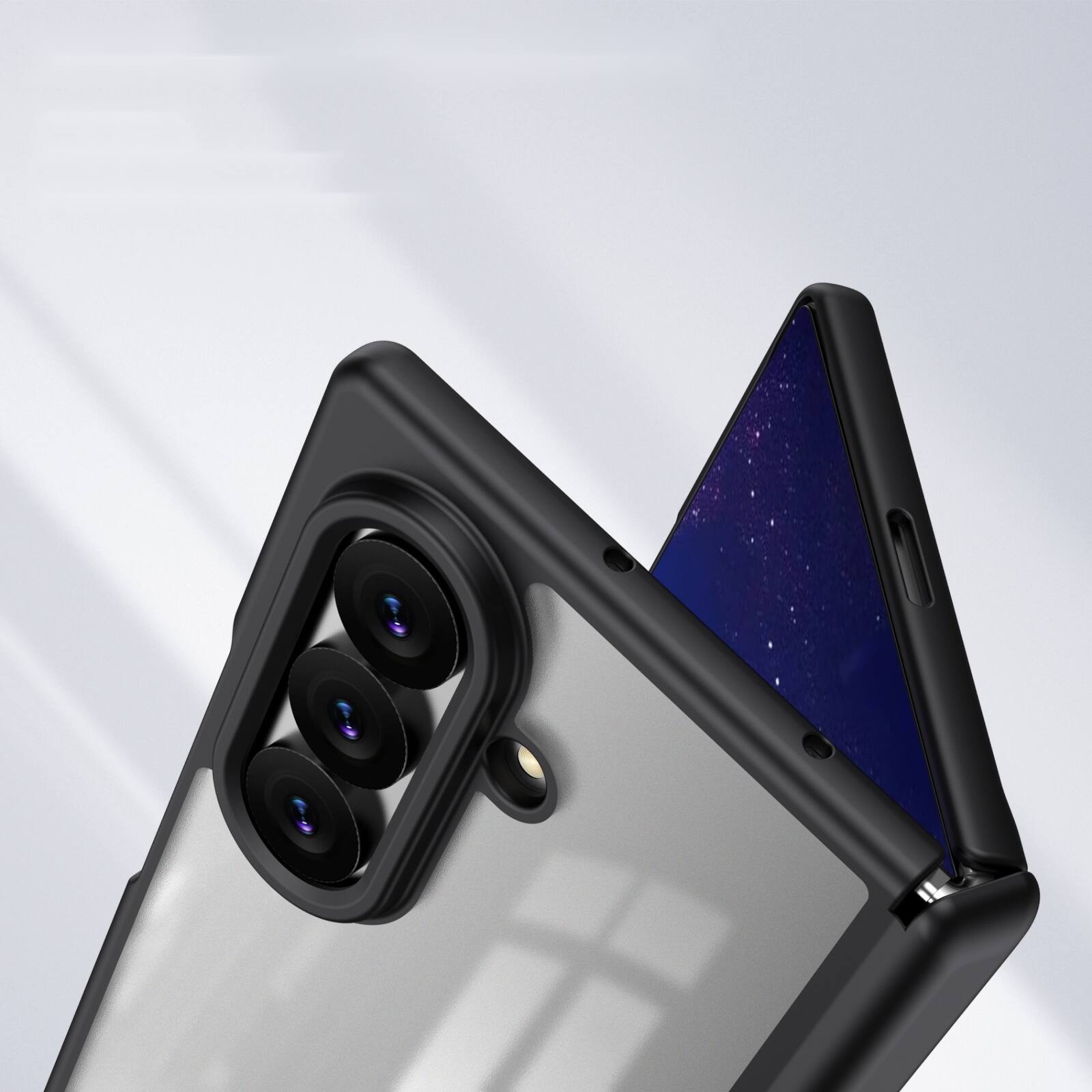 Back. Dteck - Shockproof Case for Samsung Galaxy Z Fold8 Ultra with Screen Protector, Rugged Full Hinge Cover with Raised Camera Edge - Black.