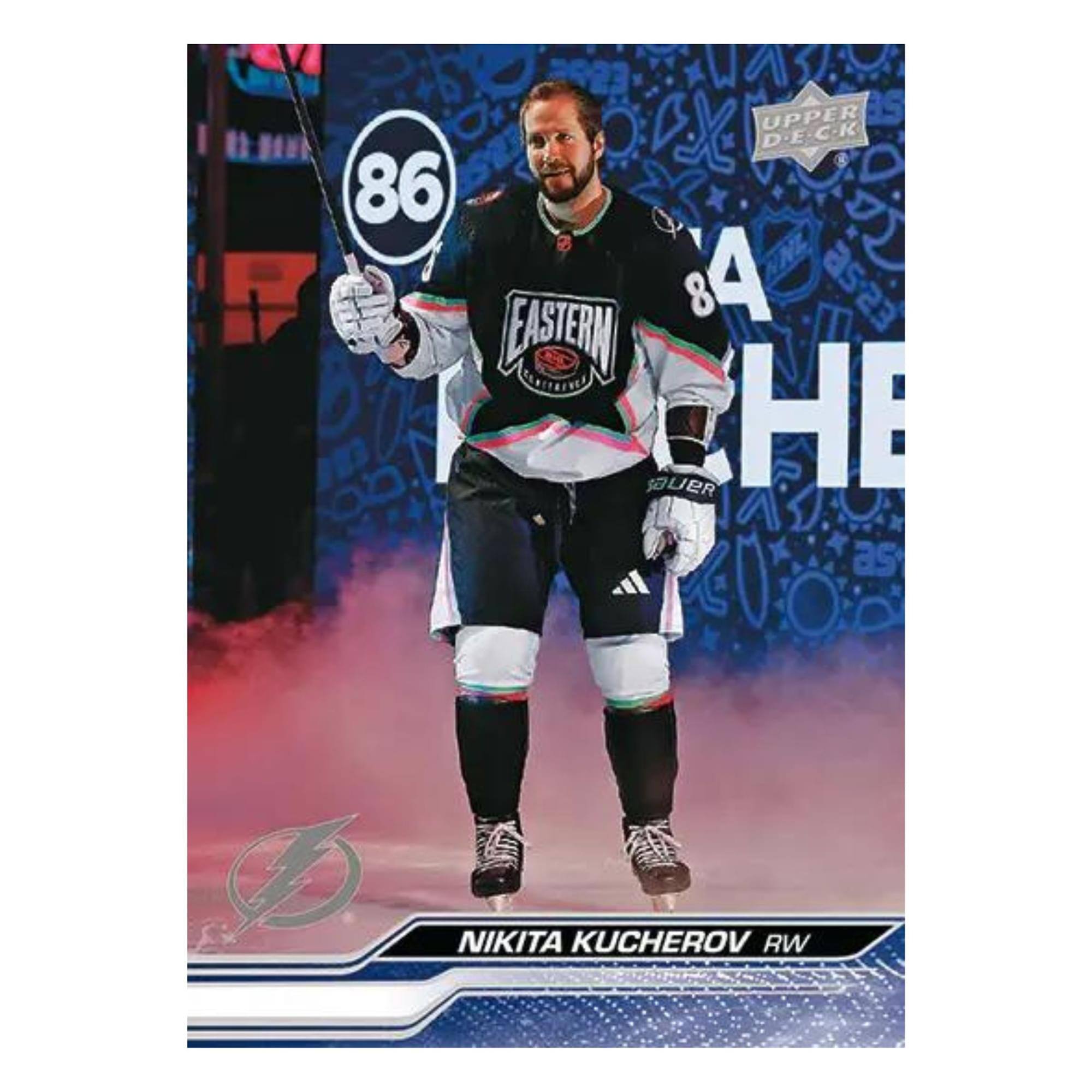 Sure, here is the corrected and grouped text from the image:

---

**ESPR X UPPER DECK 86**

**EASTERN FEATHERBEE**

**NIKITA KUCHEROV RW**

---

**UPPER DECK**

**86**

**NIKITA KUCHEROV RW**

---