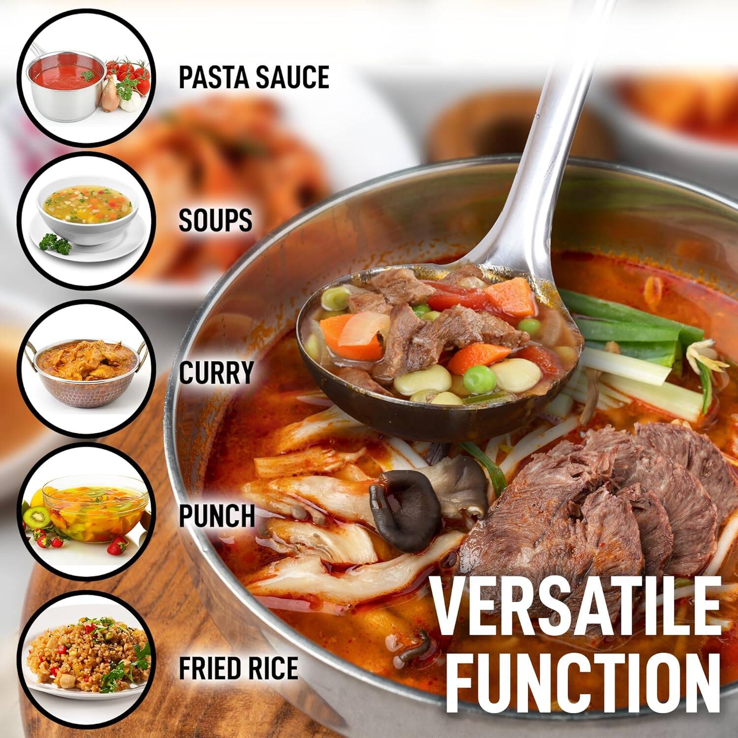 Pasta Sauce, Soups, Curry, Punch, Fried Rice, Versatile Function