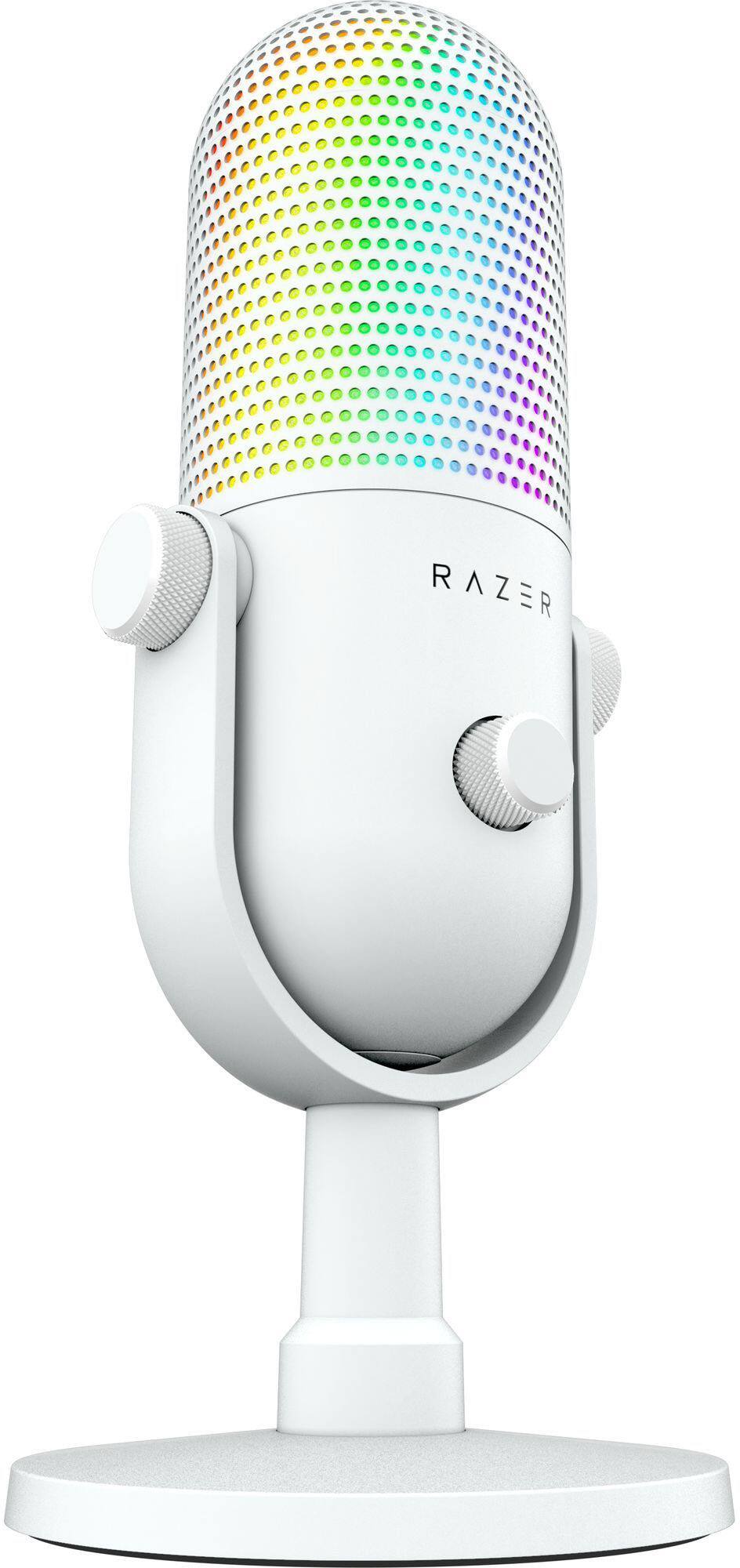 Alt View 5. Razer - Seiren V3 Chroma Wired Supercardioid Condenser USB Microphone with 32-Bit DSP - White.