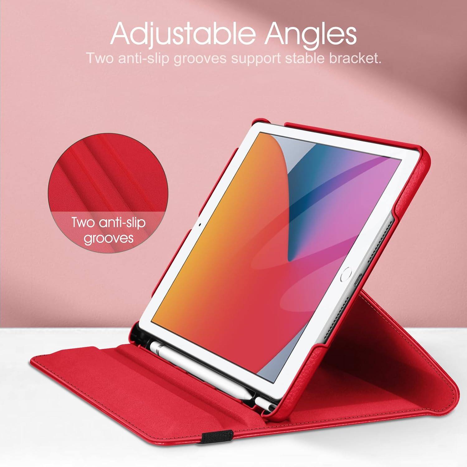 Adjustable Angles  
Two anti-slip grooves support stable bracket.  
Two anti-slip grooves