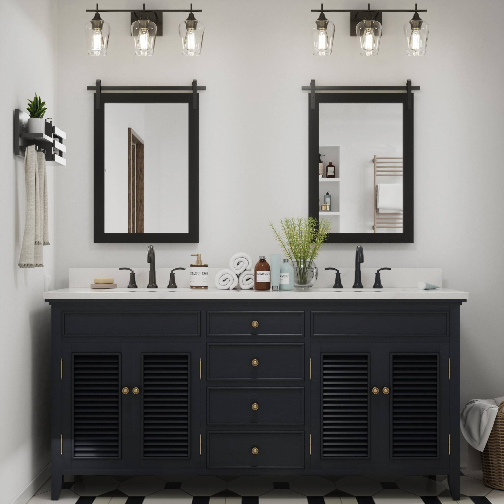 Alt View 7. PAIHOME - Wood Wall Mirror Modern Farmhouse Accent Rectangular Bathroom Mirror Vanity Mirror for Bedroom Living Room Decor - Black - 18"x26".