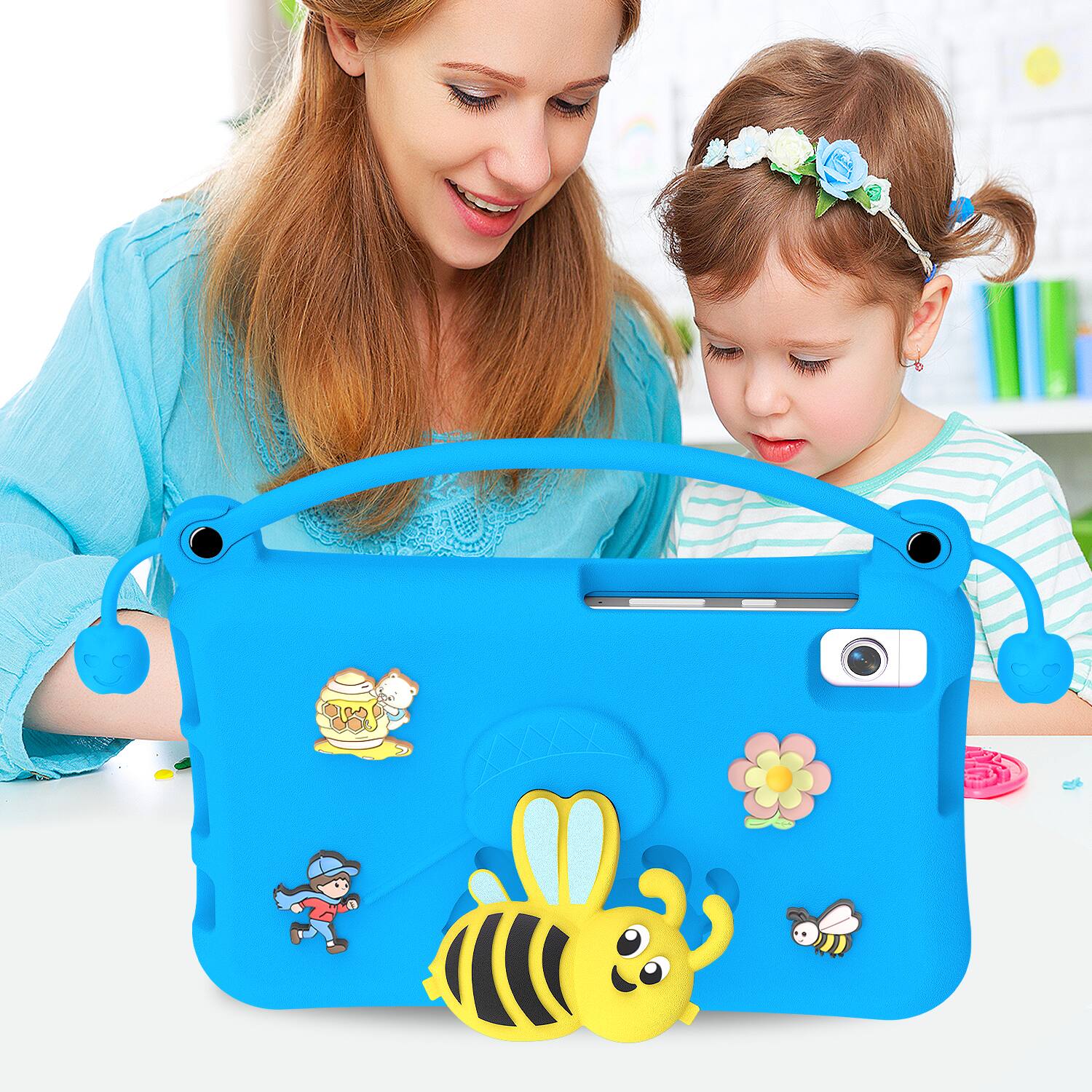 Alt View 4. Dteck - for Samsung Galaxy Tab A9 2023 & Tab A11 2025 (X133/X135) 8.7" Kids EVA Tablet Case,Shockproof Kickstand Cover + Handle - Blue.