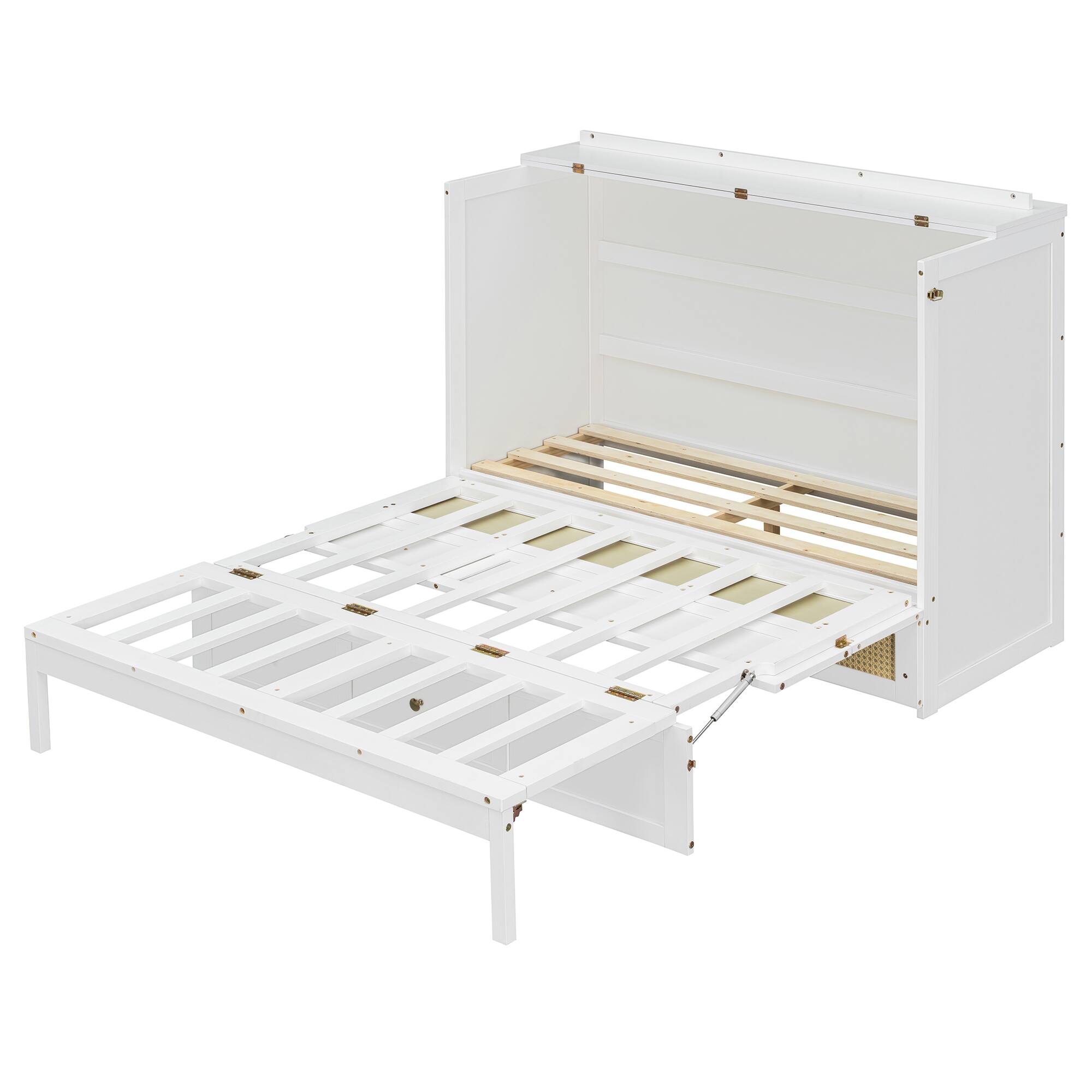 Alt View 2. Whisen - Full Size Murphy Bed,Space-Saving Foldable Bed Frame with Storage Drawers - White.