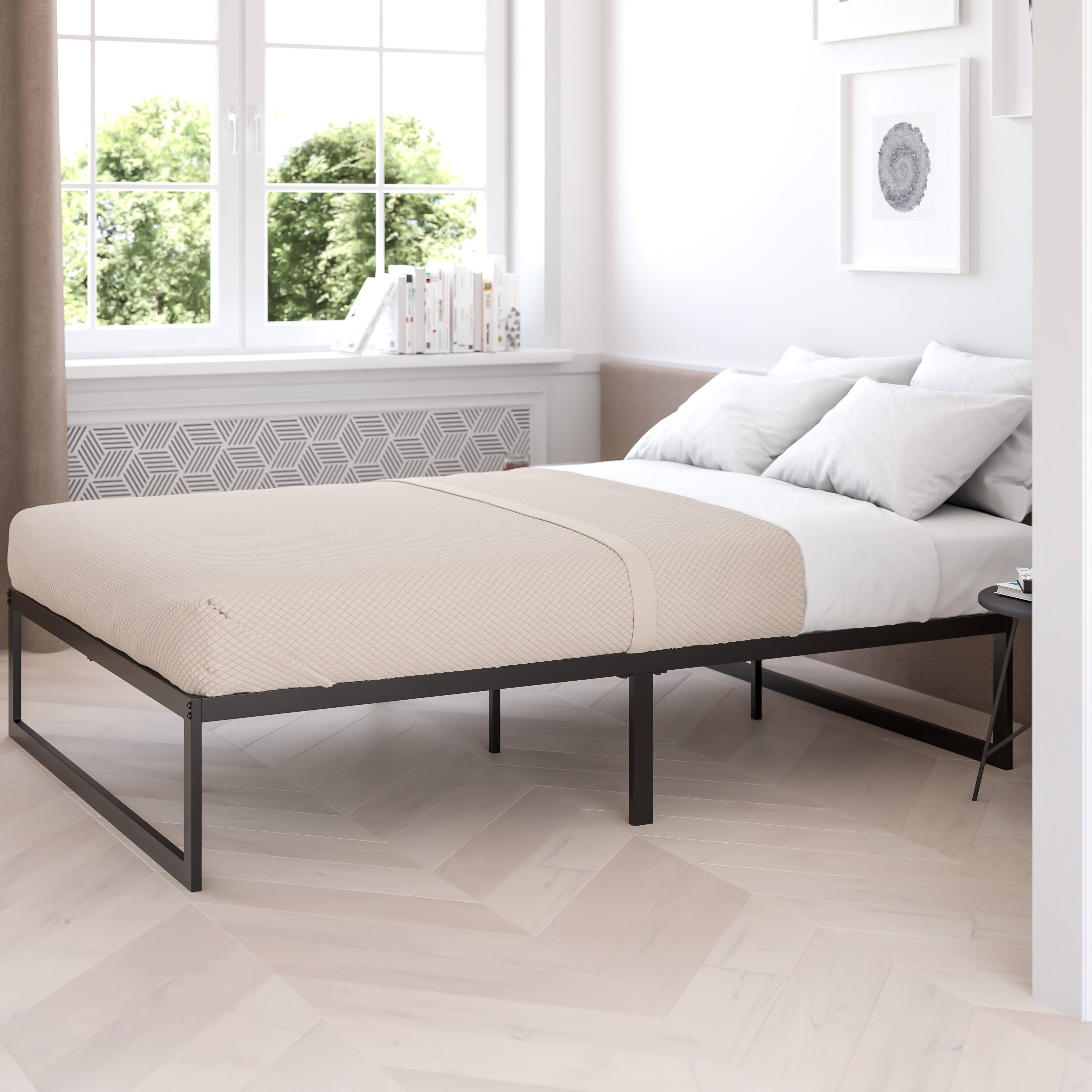 Alt View 17. Alamont Home - 14 Inch Metal Platform Bed Frame - No Box Spring Needed with Steel Slat Support and Quick Lock Functionality - Black.