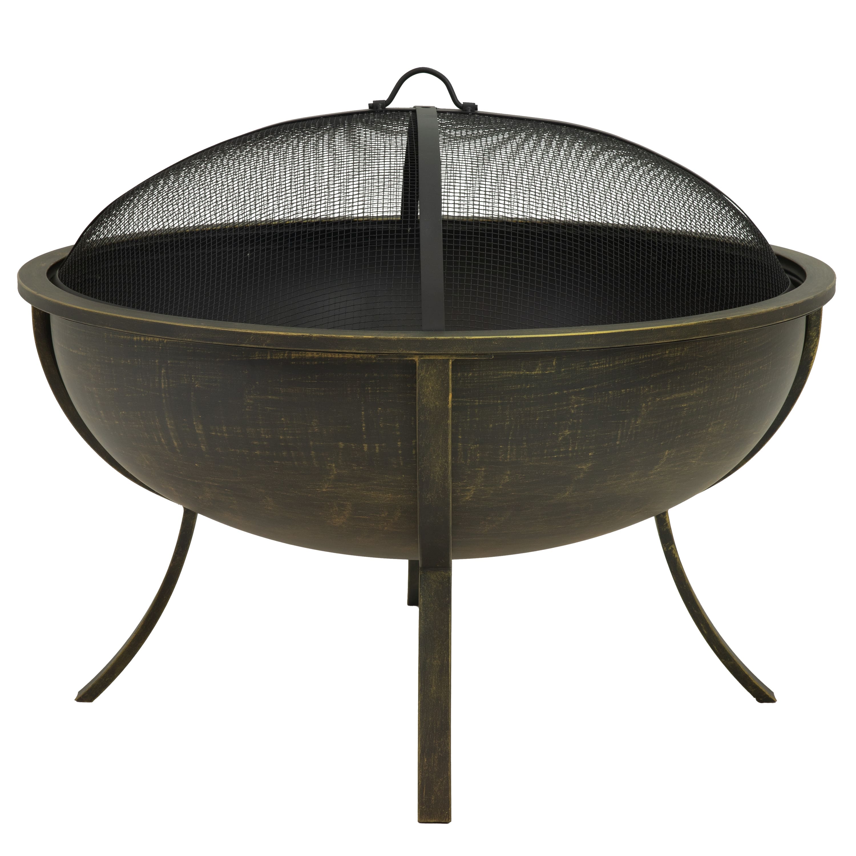 Sunnydaze - 32 in Steel Fire Pit with Screen, Grate, and Poker - Brushed Brass price history on PriceWatchPro