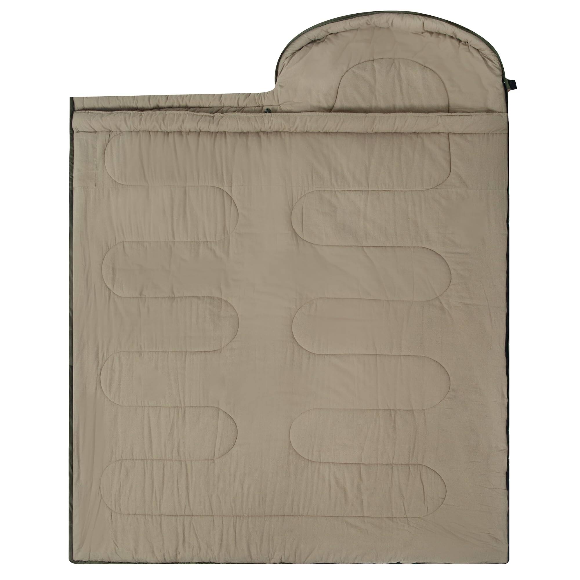 Alt View 6. Dapper Styles - Cold Weather Sleeping Bag Cotton Flannel For Adults Big And Tall Free Sack FlannelMade in theor ImportedCOZ... - 20F Green-90" x 39" Right Zip.