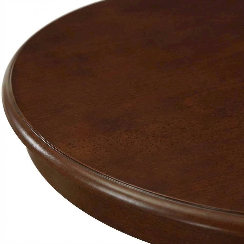 Left. FurniFact - Mahogany Black Round Pedestal Dining Table - Multi-Color.