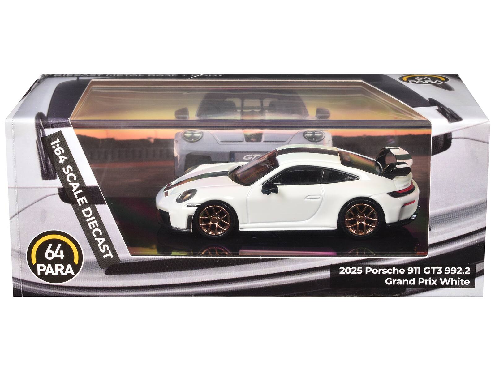 DIECAST METAL MASEL PARA 1:64 SCALE 64 DIECAST PARA GT 2025 Porsche 911 GT3 992.2 Grand Prix White