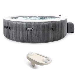 PureSpa Plus Inflatable Hot Tub + Intex Tray Accessory w/ LED Light Strip - Gray