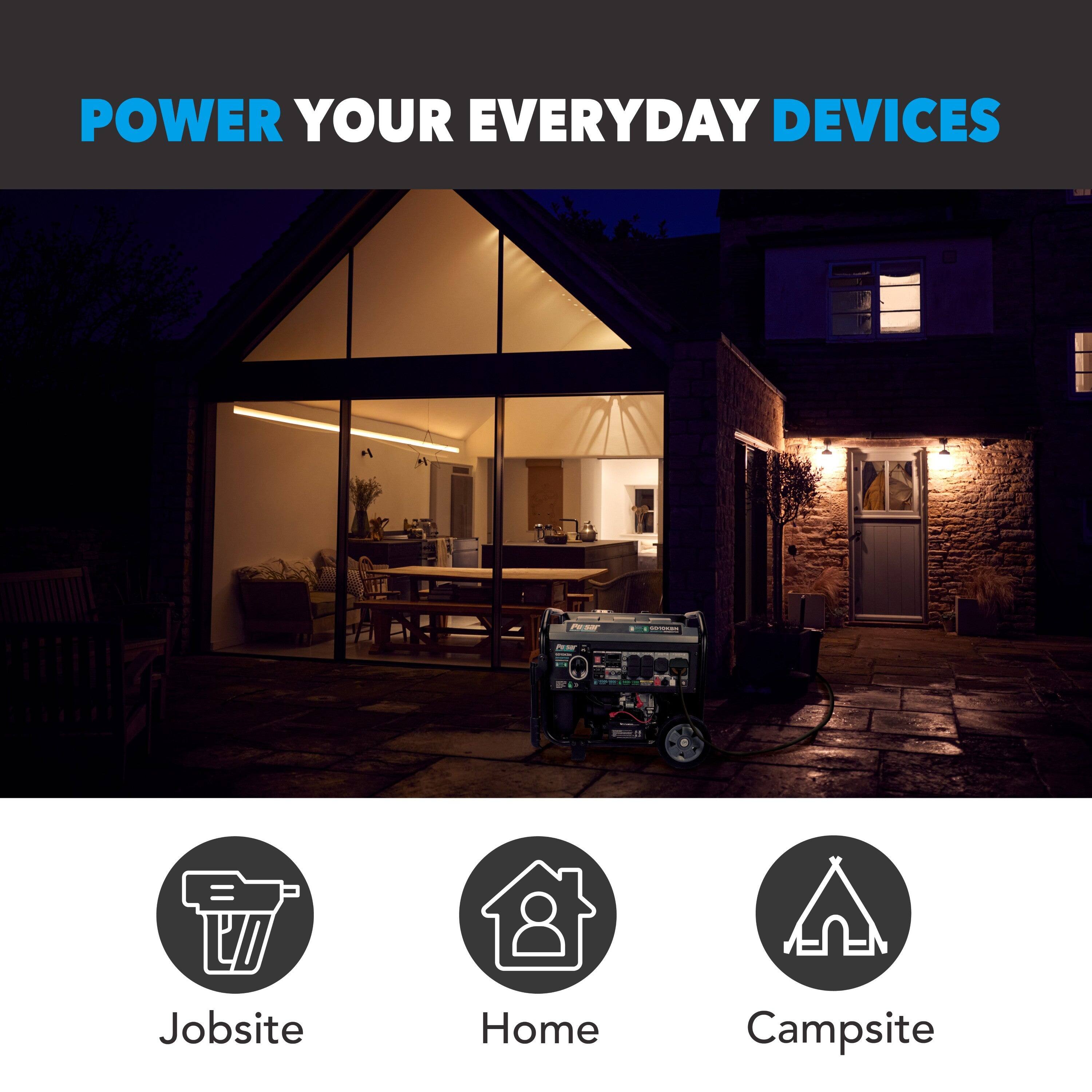 POWER YOUR EVERYDAY DEVICES

- Jobsite
- Home
- Campsite