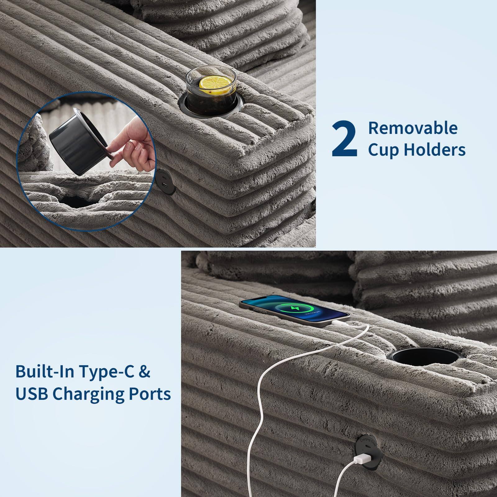 2 Removable Cup Holders

Built-In Type-C & USB Charging Ports