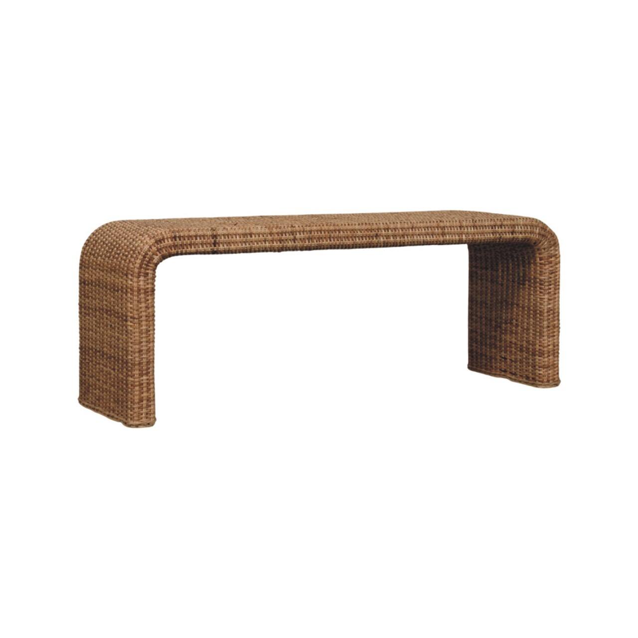 Angle. Artisan Furniture - Artisan Furniture Solid Wood Rattan Weave Bench - Brown.