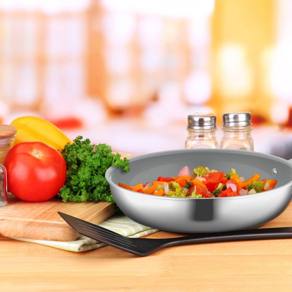 Alt View 2. NutriChef - NutriChefKitchen Hollowed Cast Handles - Works w/ Model NCSSX45 9.5'' Large Fry Pan - PFOA/PFOS Free Stainless Steel.