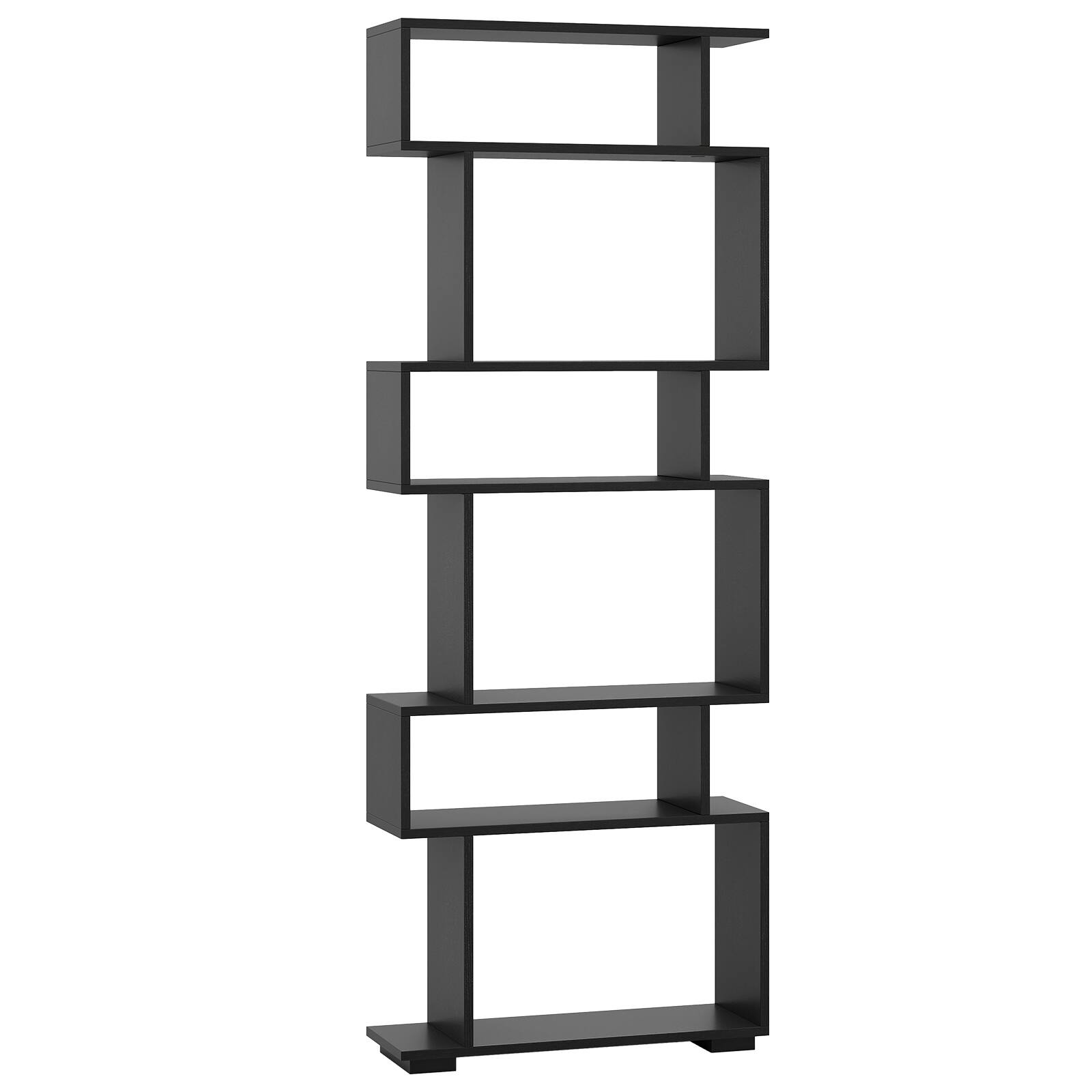 Alt View 8. Costway - Costway 6-tier Storage Bookshelf S-shaped Geometric Bookcase with Anti-toppling Kits Black - Black.