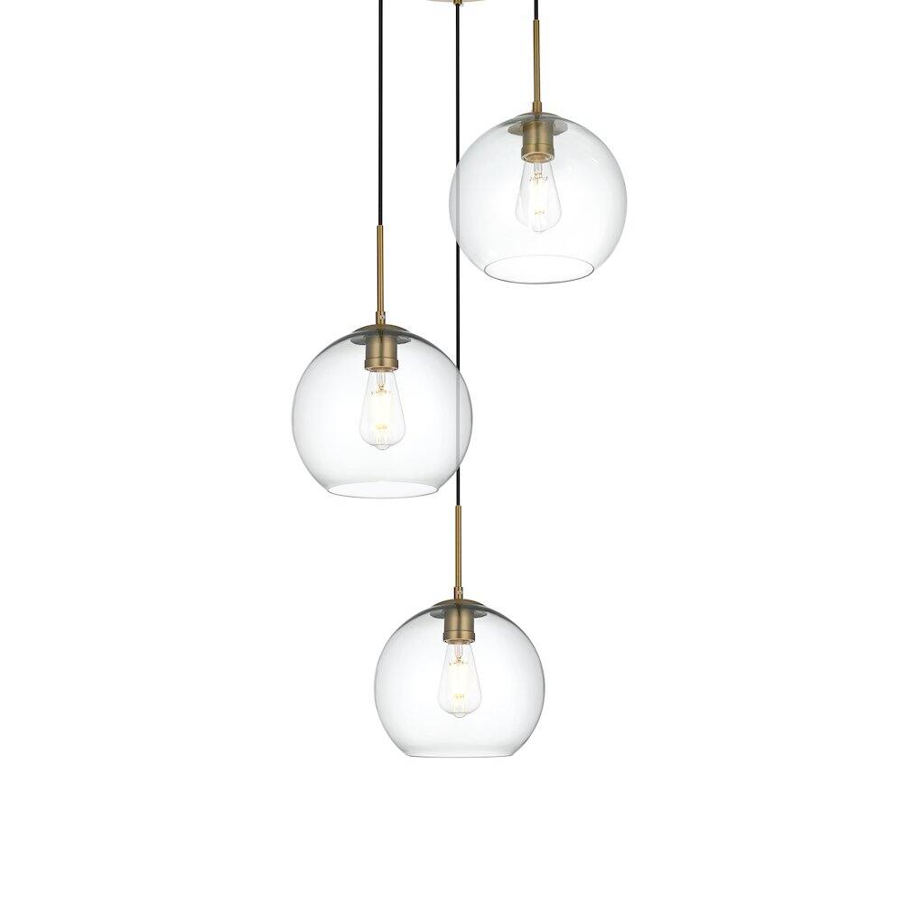 Back. Living District - Baxter 20 Inch Pendant Clear Shade in Satin Gold - Satin Gold And Clear.