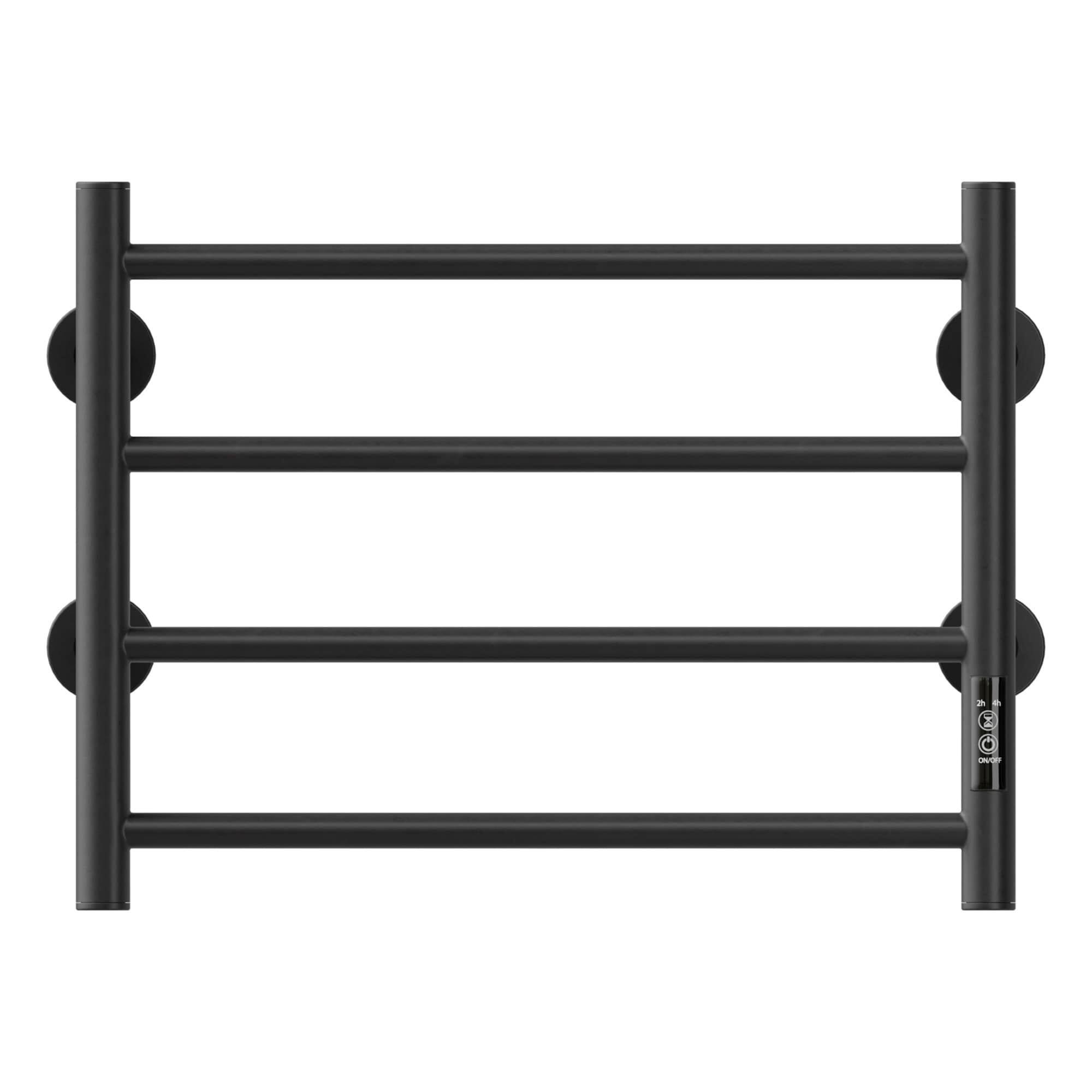 Angle. COWLOWN - 4-Bar Electric Heated Towel Warmer for Bathroom Stainless Steel Wall Mounted Drying Rack Black - Black.
