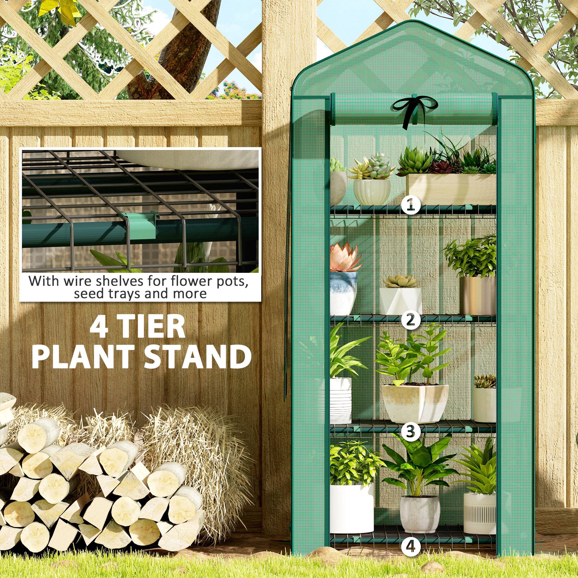 With wire shelves for flower pots, seed trays and more

4 TIER PLANT STAND