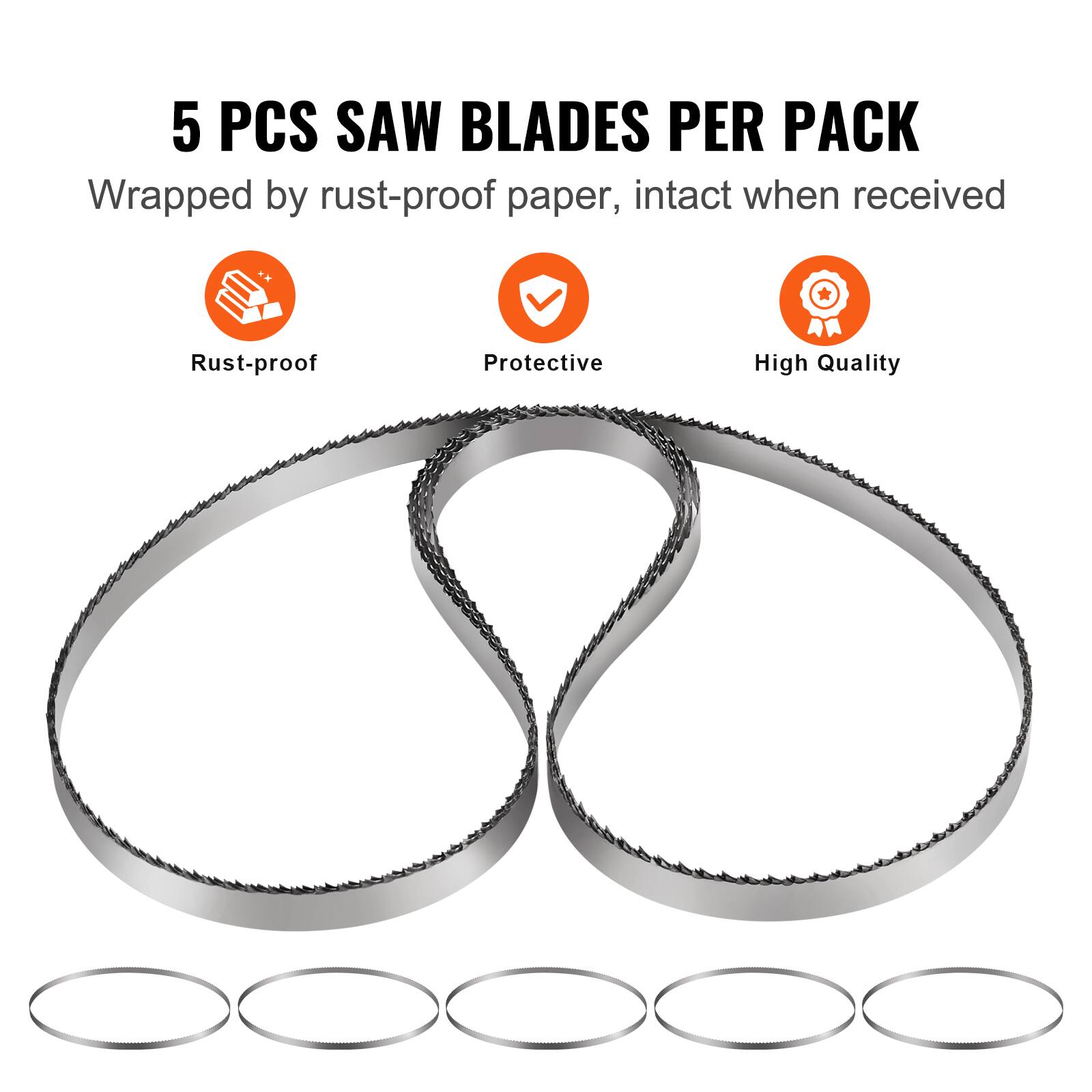 5 PCS SAW BLADES PER PACK  
Wrapped by rust-proof paper, intact when received  

- Rust-proof  
- Protective  
- High Quality
