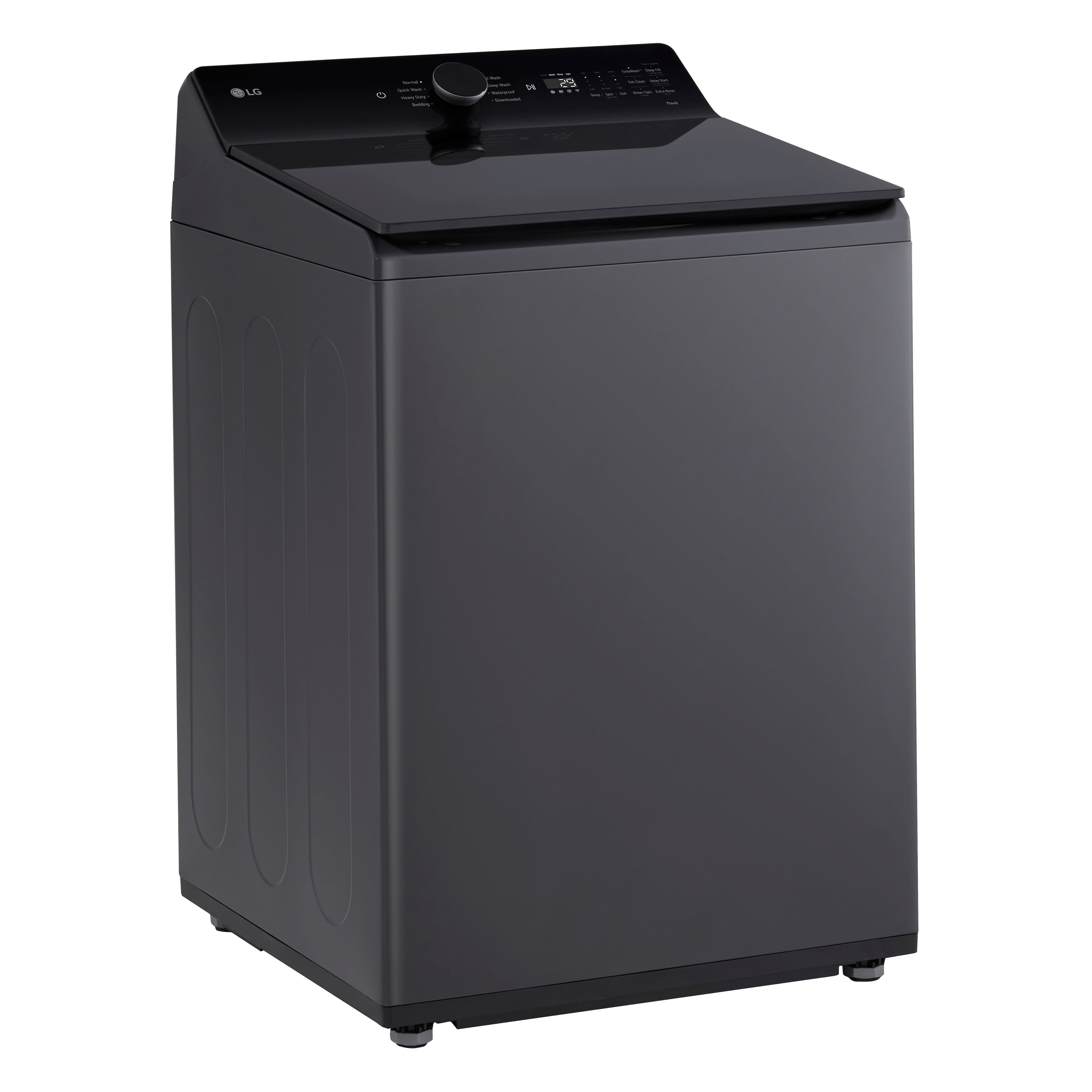 Angle. LG - 5.5 Cu. Ft. High Efficiency Smart Top Load Washer with EasyUnload - Matte Black.