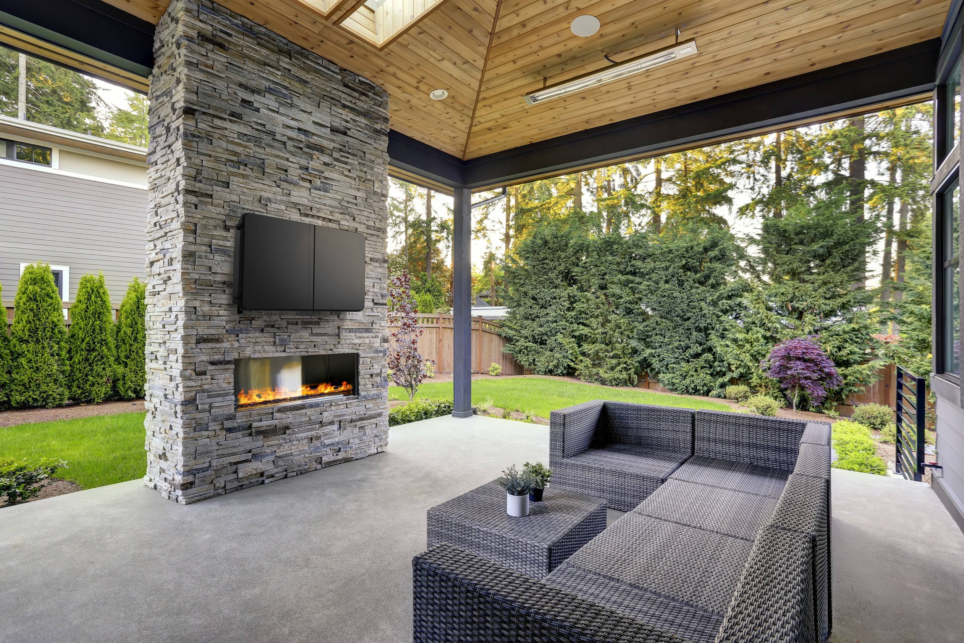 Alt View 17. Storm Shell - Deluxe Weatherproof 55”  Outdoor TV Enclosure with Full Motion TV Mount Included - Black.