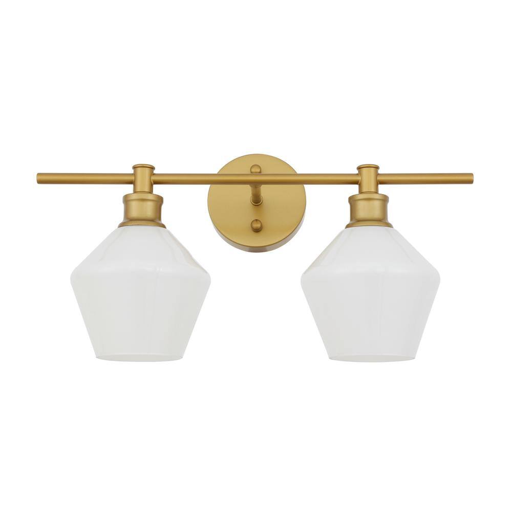 Left. Living District - Gene 2 light Brass and Frosted white glass Wall sconce - Brass And Frosted White Glass.