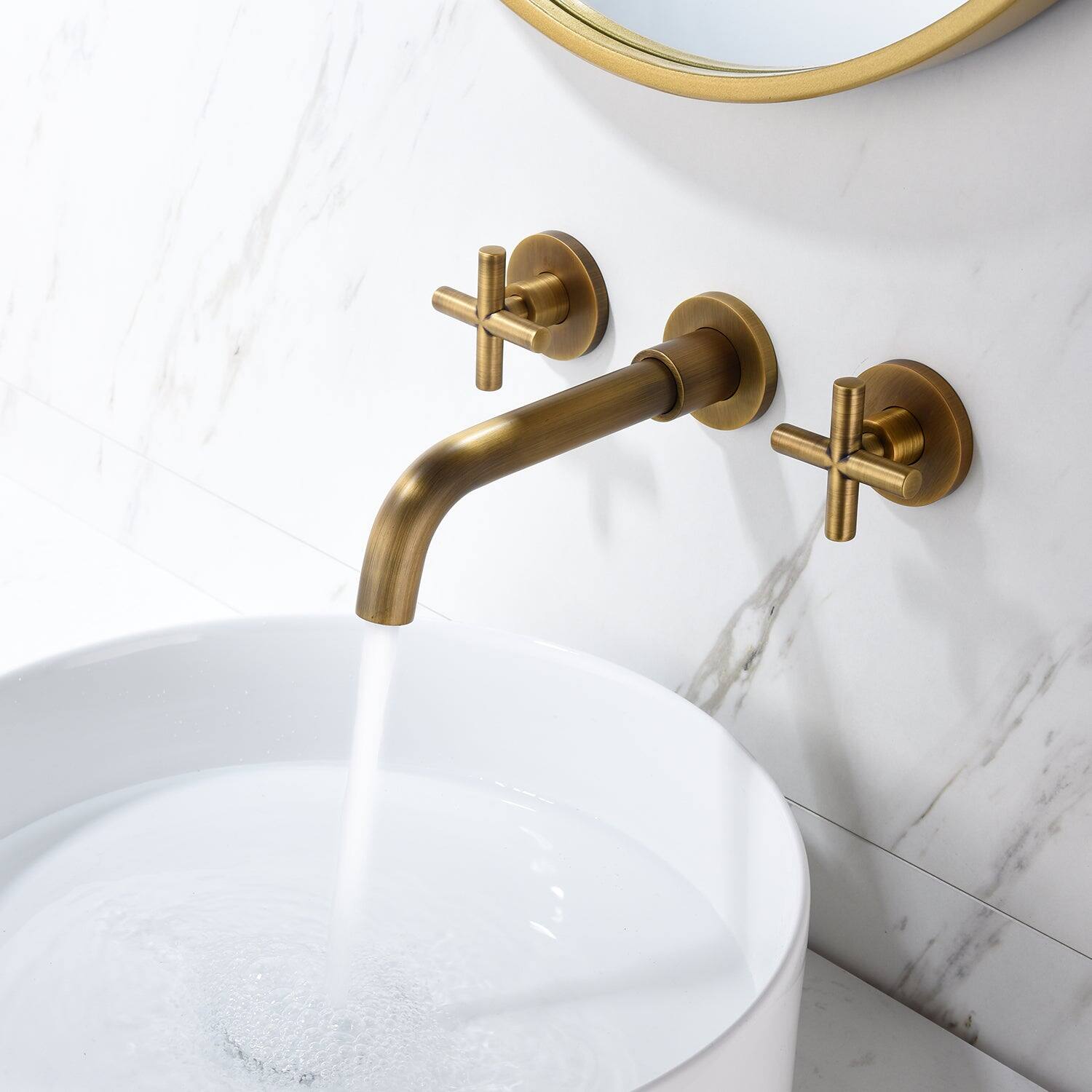 Alt View 5. Boyel Living - Double Handle Wall Mounted Faucet with Valve in Antique Bronze - Antique Bronze.