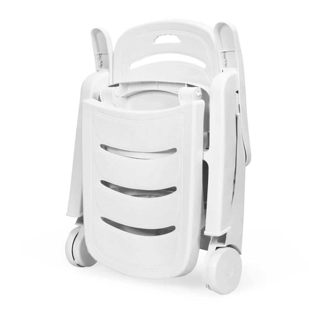 Left. Kadyn - Outdoor Chaise Lounge Chair, 5 Position Adjustable Folding Lounger Chaise Chair on Wheels - White.