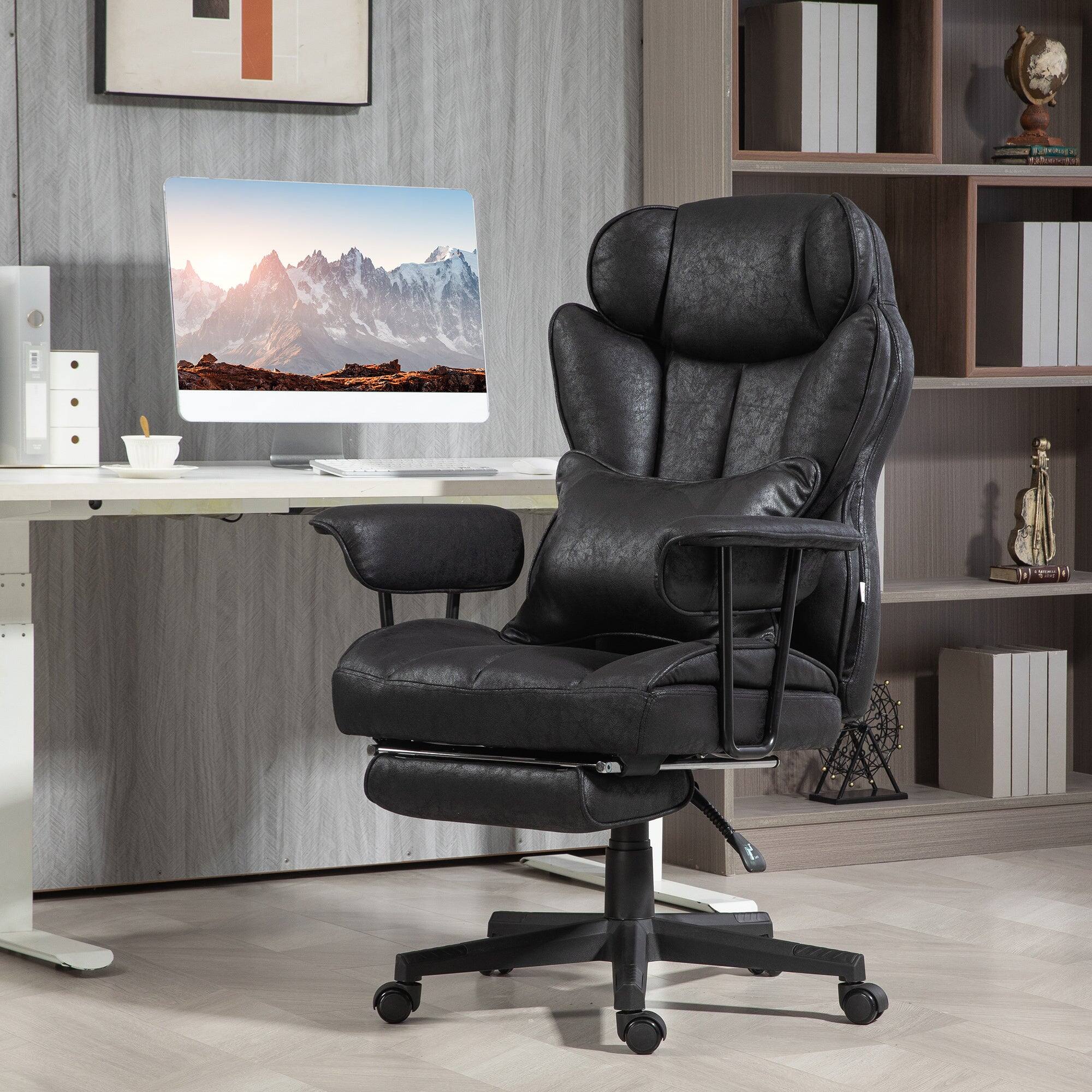 Alt View 6. Platinum-Level - Big and Tall Reclining Office Chair, 396 lb Capacity, Microfiber Executive Chair with Footrest and Lumbar Pillow - Black.