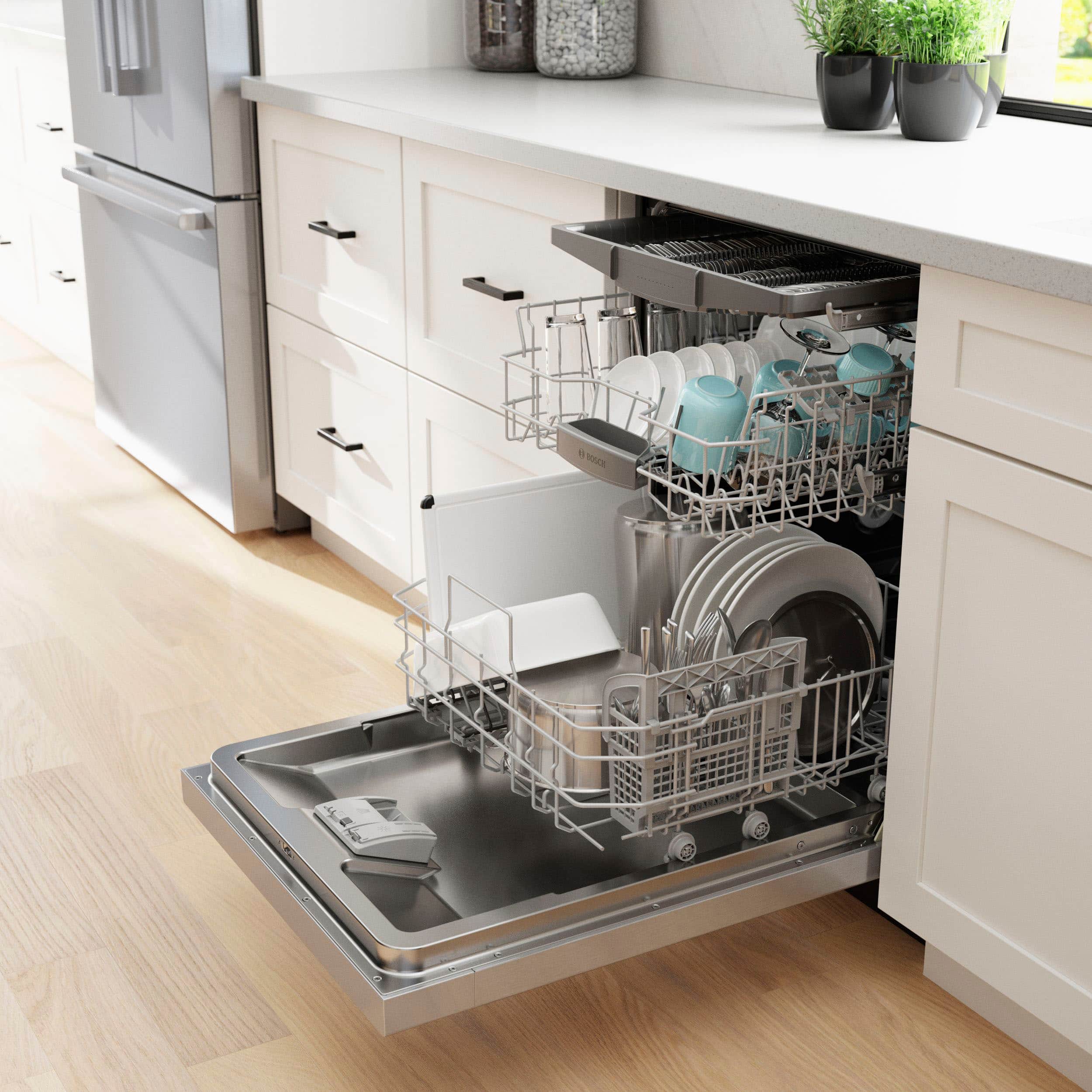 Alt View 32. Bosch - 300 Series 24" Front Control Smart Built-In Stainless Steel Tub Dishwasher with 3rd Rack and AquaStop Plus, 46 dBA - Stainless Steel.