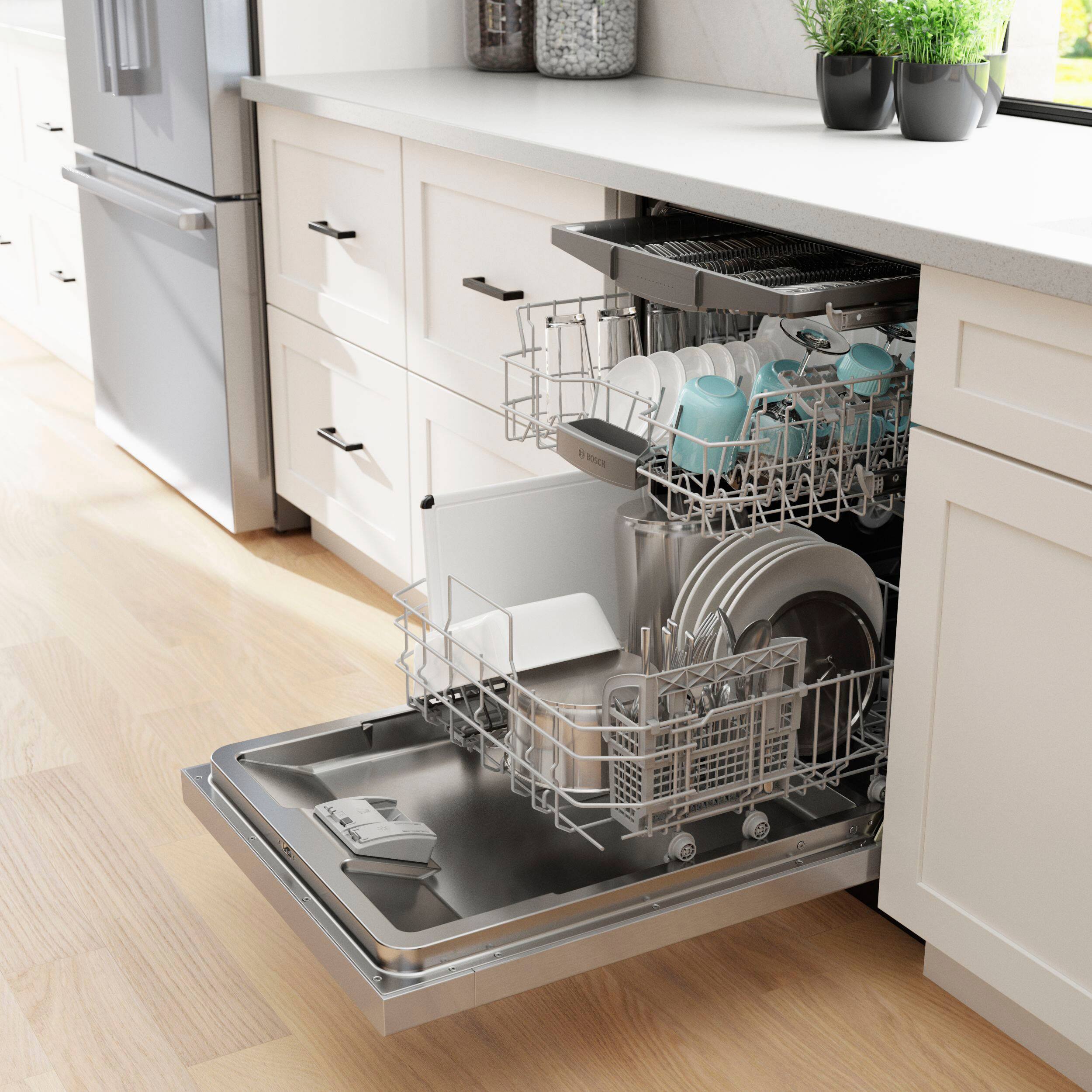 Alt View 32. Bosch - 300 Series 24" Front Control Smart Built-In Stainless Steel Tub Dishwasher with 3rd Rack and AquaStop Plus, 46 dBA - Stainless Steel.