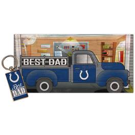 Fan Creations - Indianapolis Colts 6'' x 12'' Best Dad Truck Sign & Key Chain Bundle - Multicolor