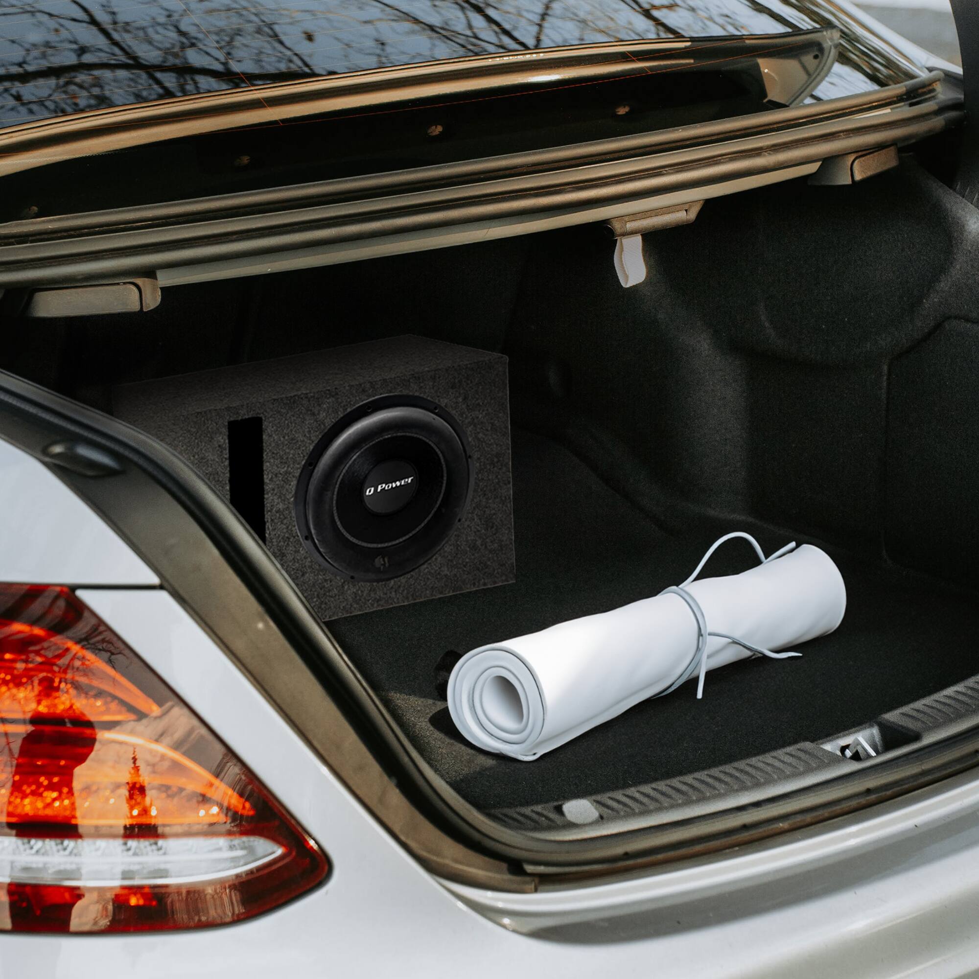 Alt View 2. QPower - QPower QBASS Dual Vented 12 Inch Single Audio Subwoofer Enclosure Box, Charcoal - Charcoal Gray.