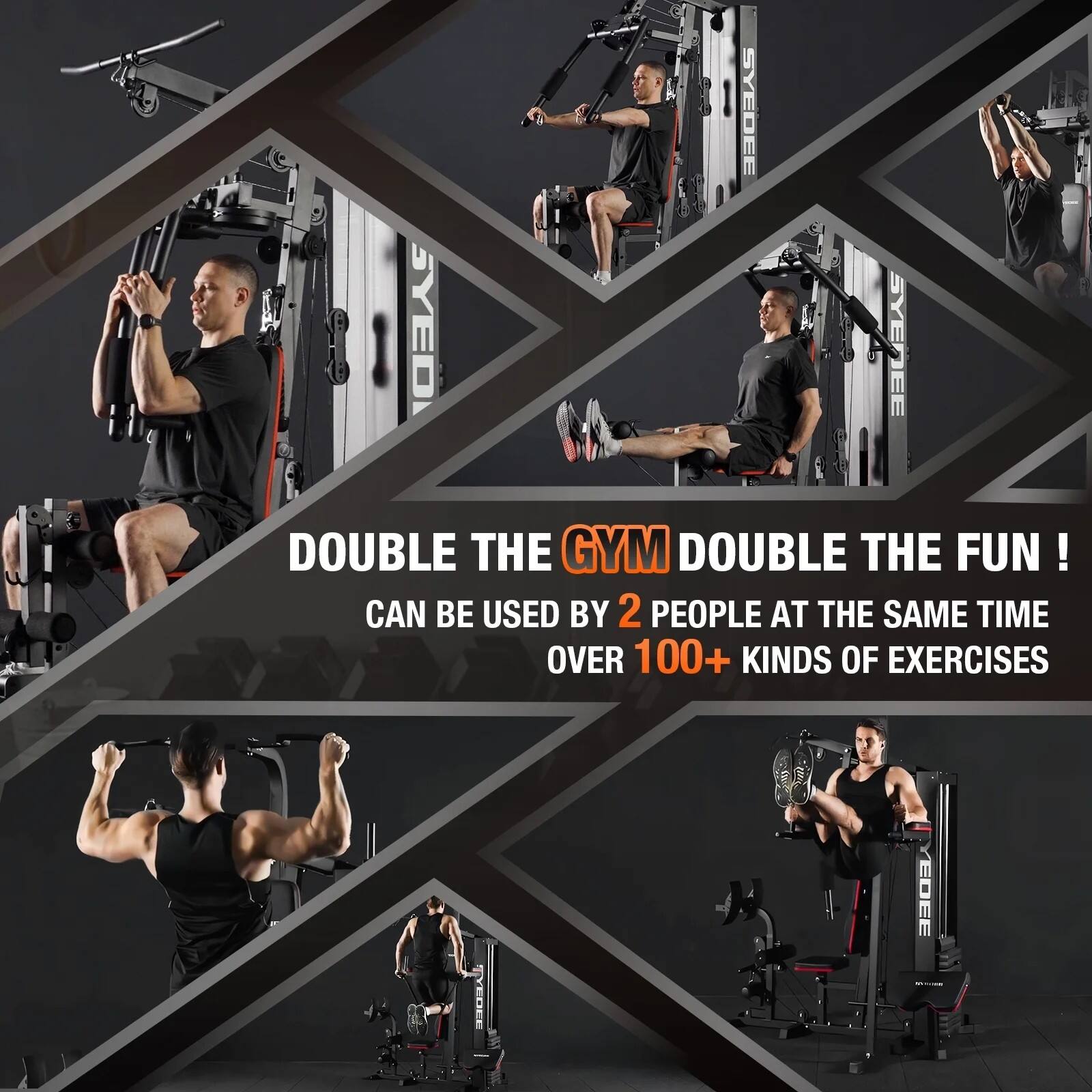 SYDEE SYED SYENEE DOUBLE THE GYM DOUBLE THE FUN ! ! CAN BE USED BY 2 PEOPLE AT THE SAME TIME OVER 100+ KINDS OF EXERCISES