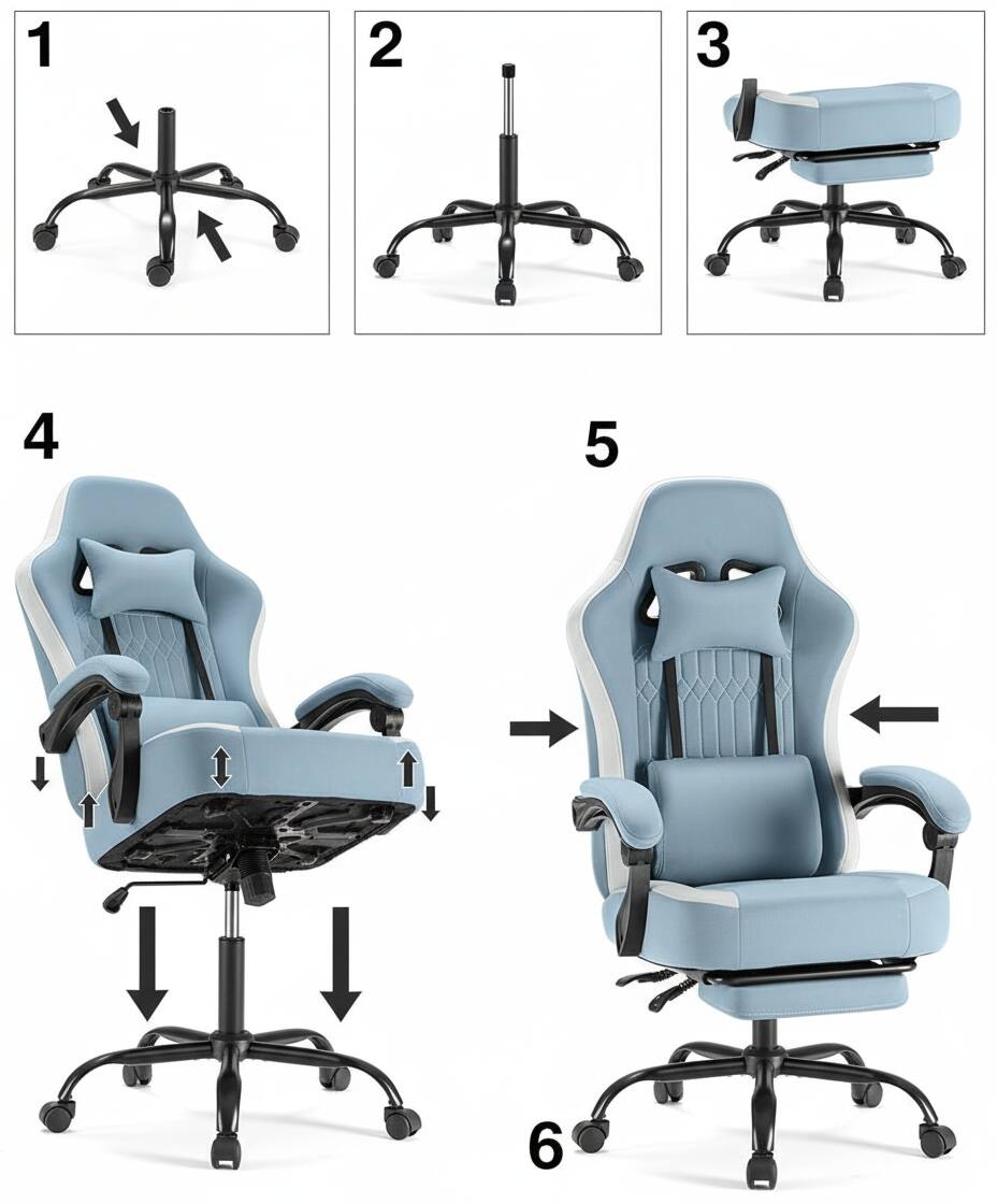 Alt View 4. AOITUN - Computer Gaming Chair High Back Ergonomic, Value for Daily Use - Blue.