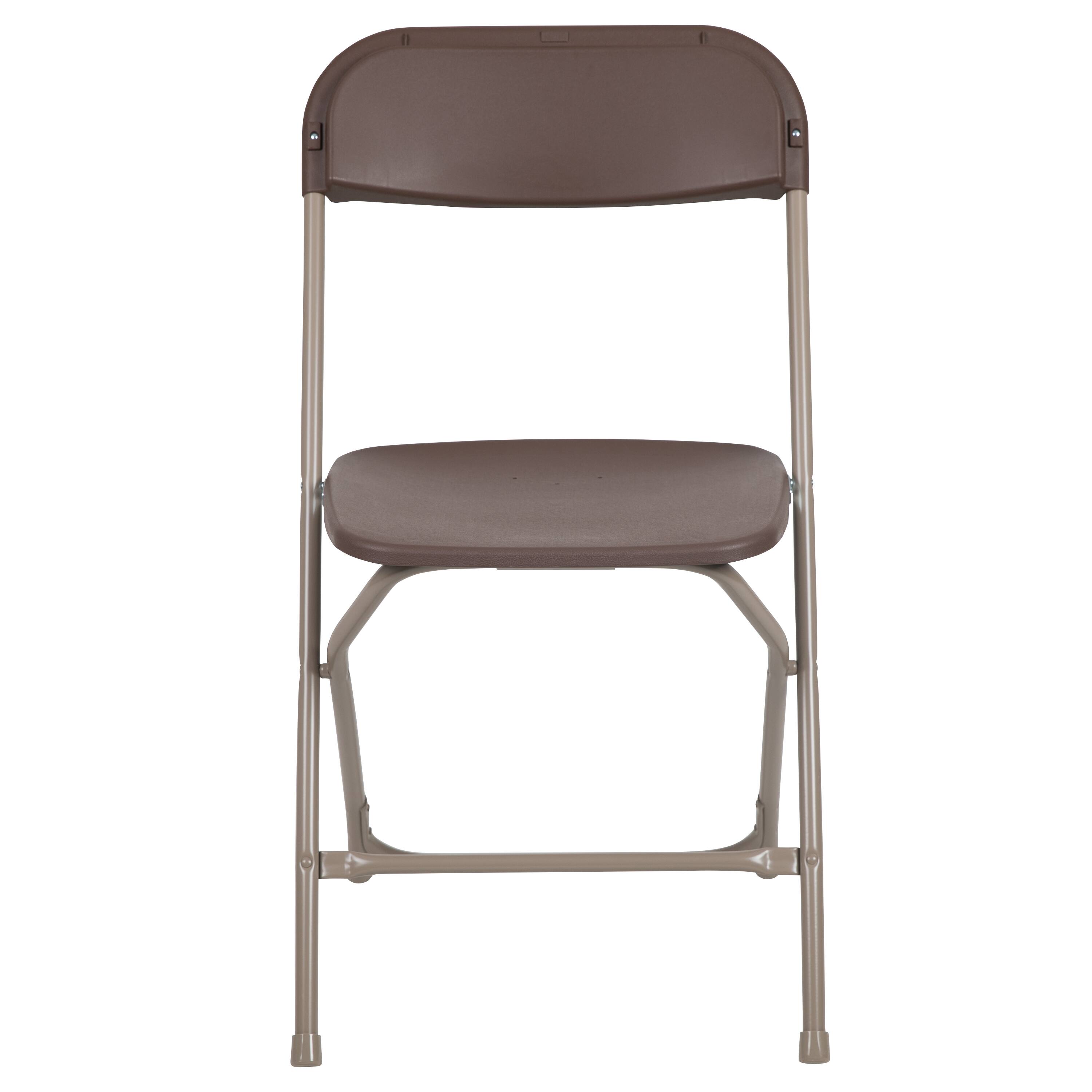 Alt View 7. Emma + Oliver - Set of 10 Stackable Folding Plastic Chairs - 650 LB Weight Capacity - Brown.