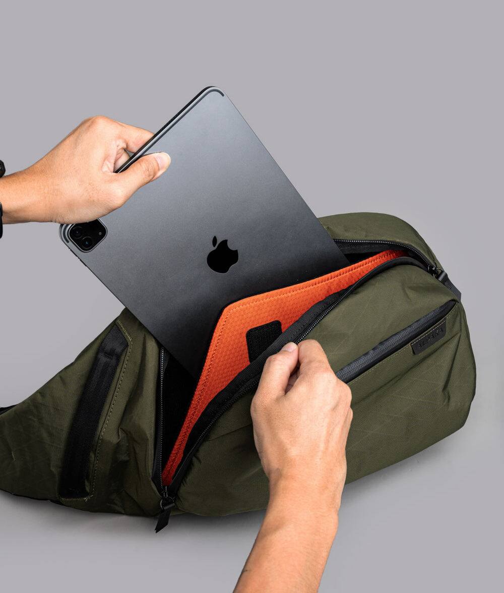 Alt View 6. ALPAKA - Metro Crossbody Left Shoulder Sling Bag Men,Sling Backpack - Fits 11" Tablet - Single Shoulder - Olive Green X-Pac X42.