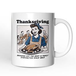 OrnamentallyYou - Thanksgiving Family Dysfunction Retro Mug, Funny Sarcastic Humor Gift - White