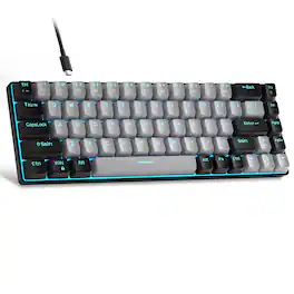 MageGee - Portable 60% Mechanical Gaming Keyboard, MK-Box LED Backlit Compact 68 Keys with Blue Switch - Grey/Black - Gray
